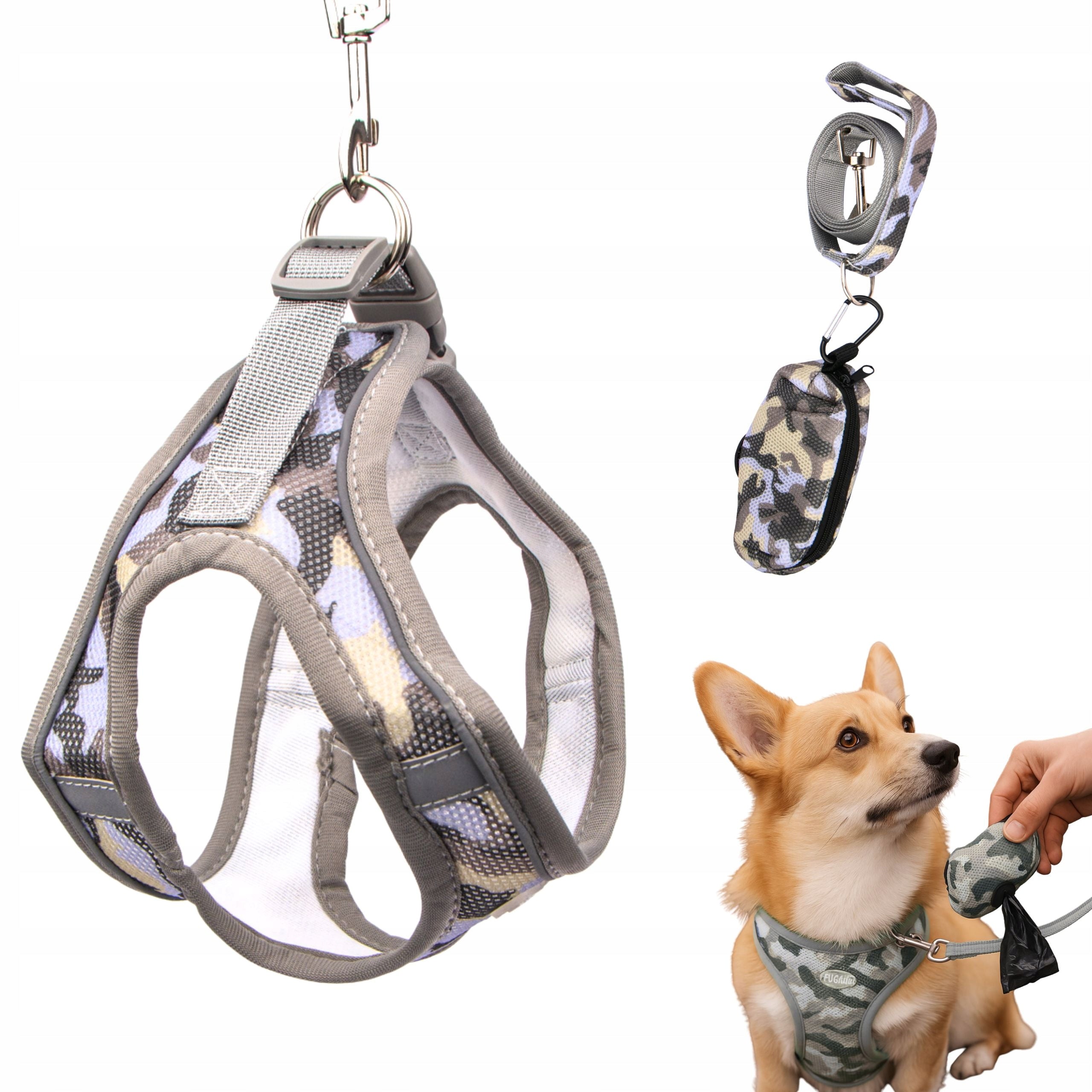 DOG HARNESS strong reflective adjustable pressure-free for summer grey L Manufacturer code 3462