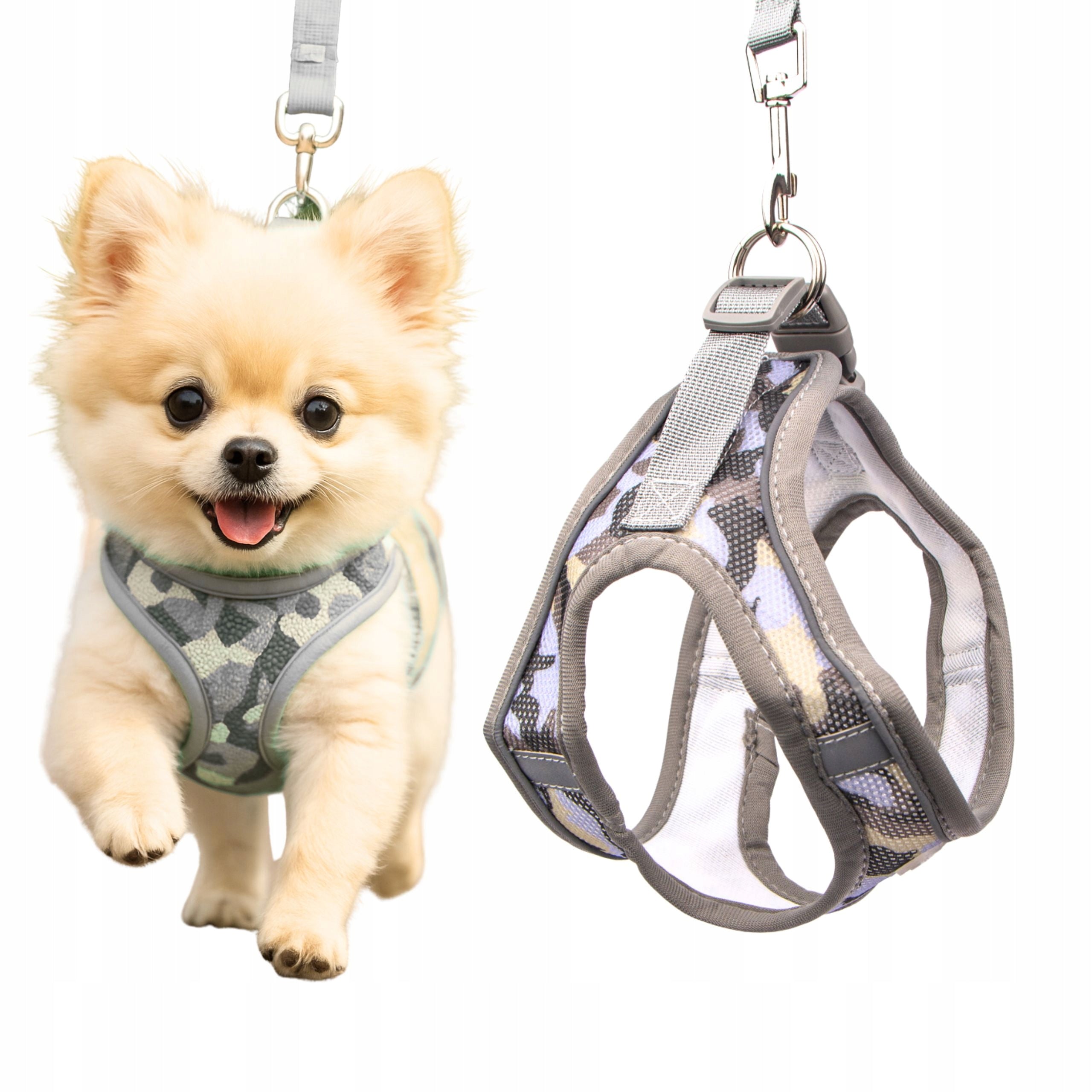 DOG HARNESS strong reflective adjustable pressure-free for summer grey L Packaging status original