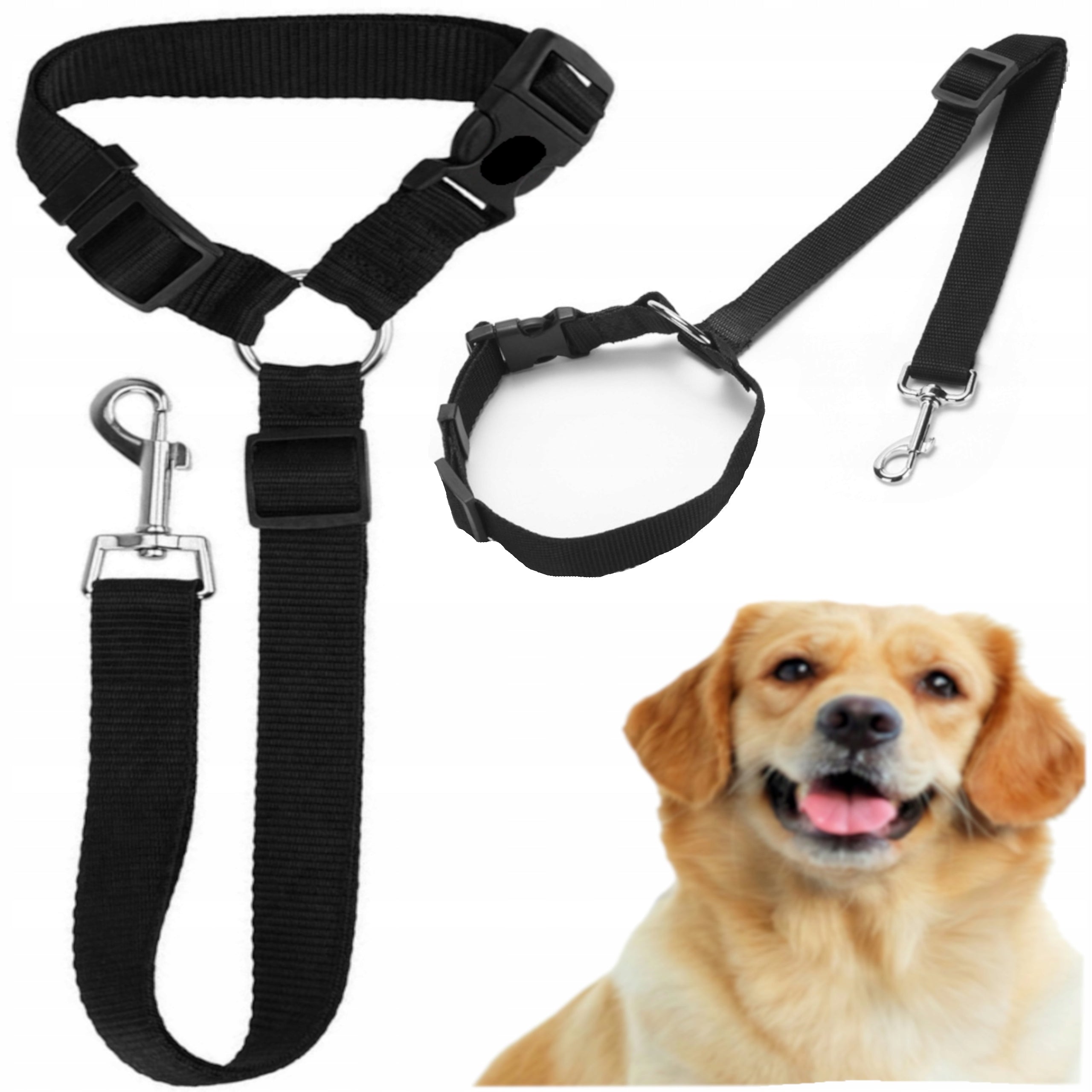 DOG LEASH FOR CAR WITH COLLAR 73 CM ADJUSTABLE STRONG SOLID