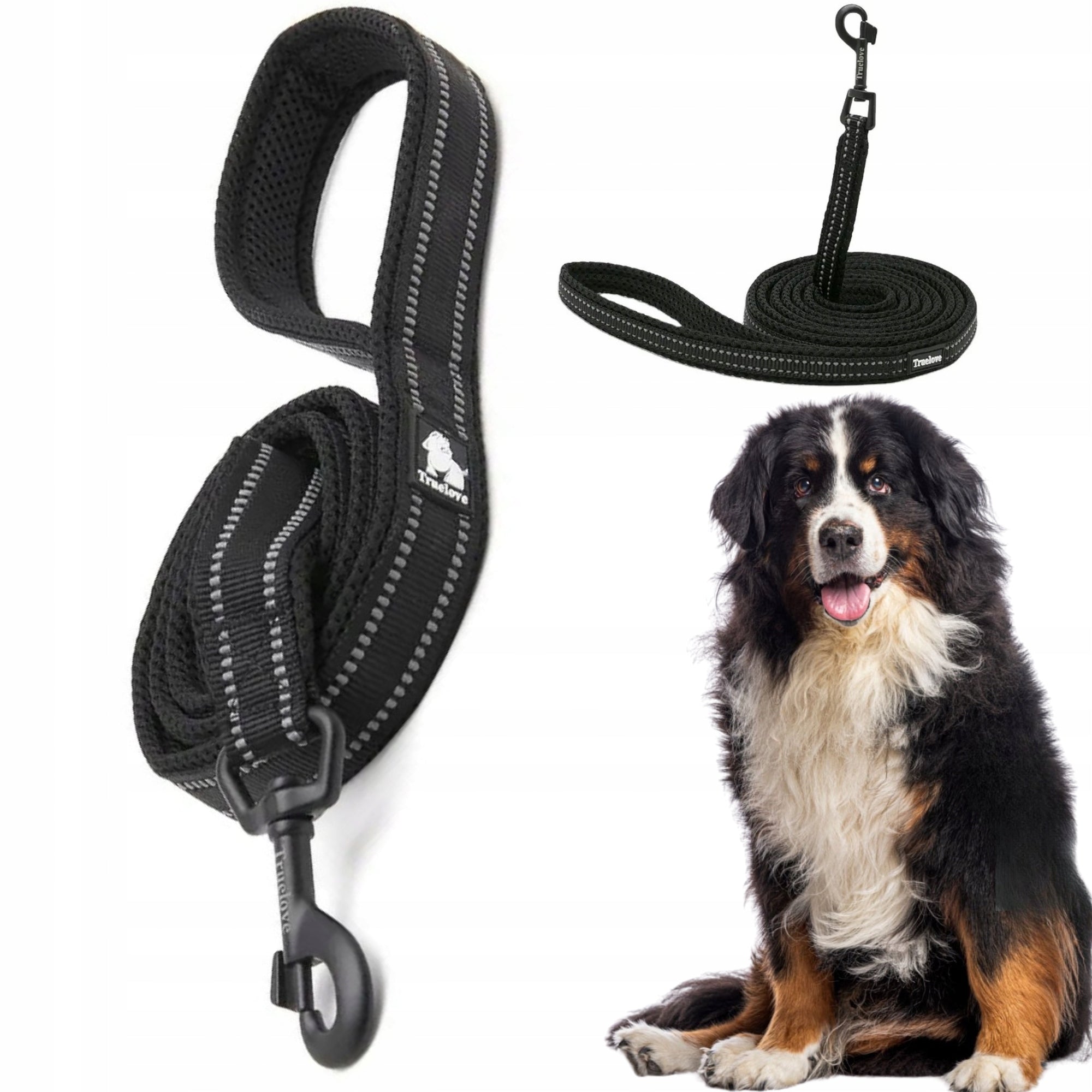 DOG LEASH REFLECTIVE STRONG TRUELOVE ACTIVE BLACK 200CM SIZE L