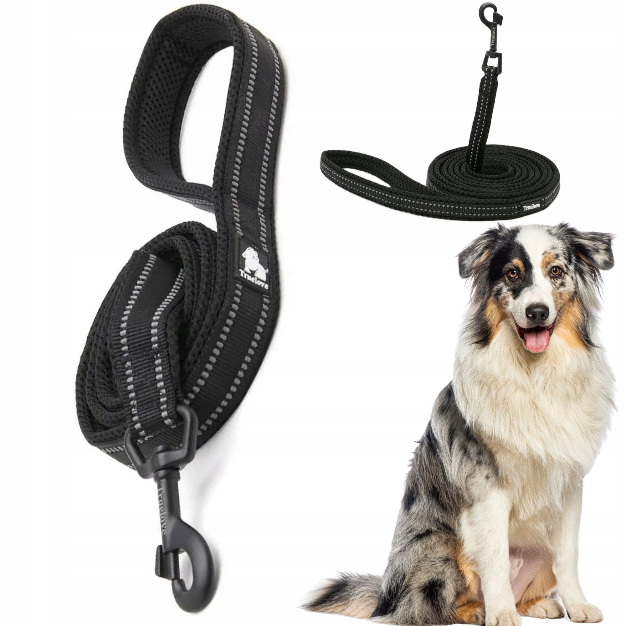 DOG LEASH REFLECTIVE STRONG TRUELOVE ACTIVE BLACK 200CM SIZE M