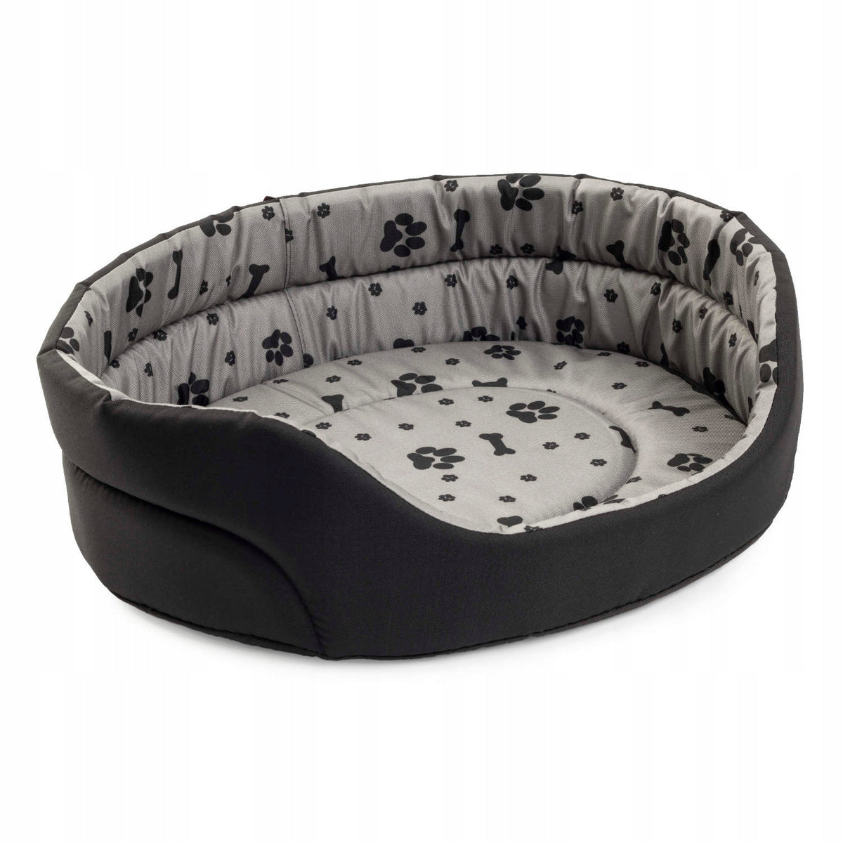 DOG MATTRESS BED 61x53 R4 BLACK AND GRAY WITH PAWS
