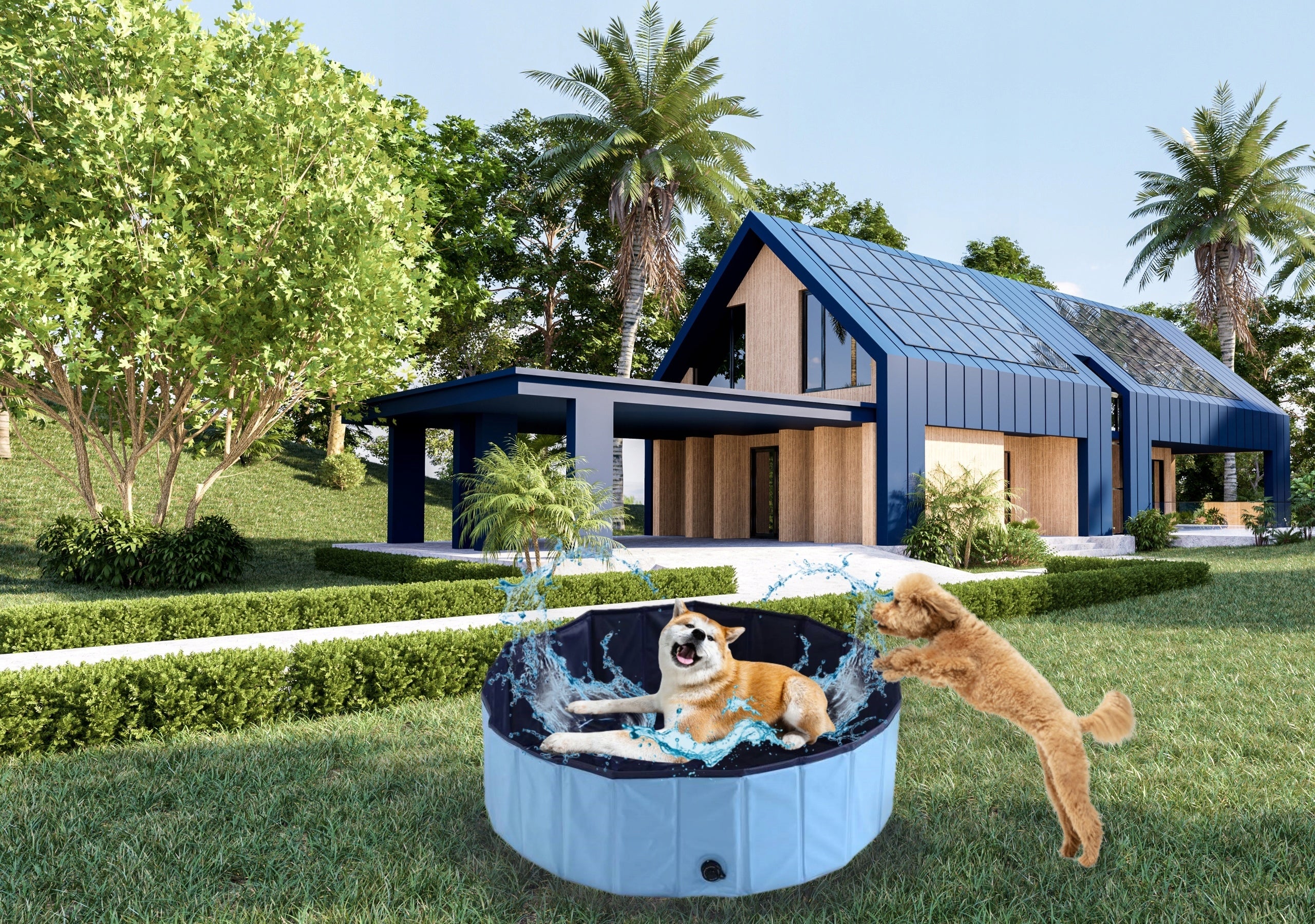DOG POOL FOLDING GARDEN 80x30cm BLUE Series pies