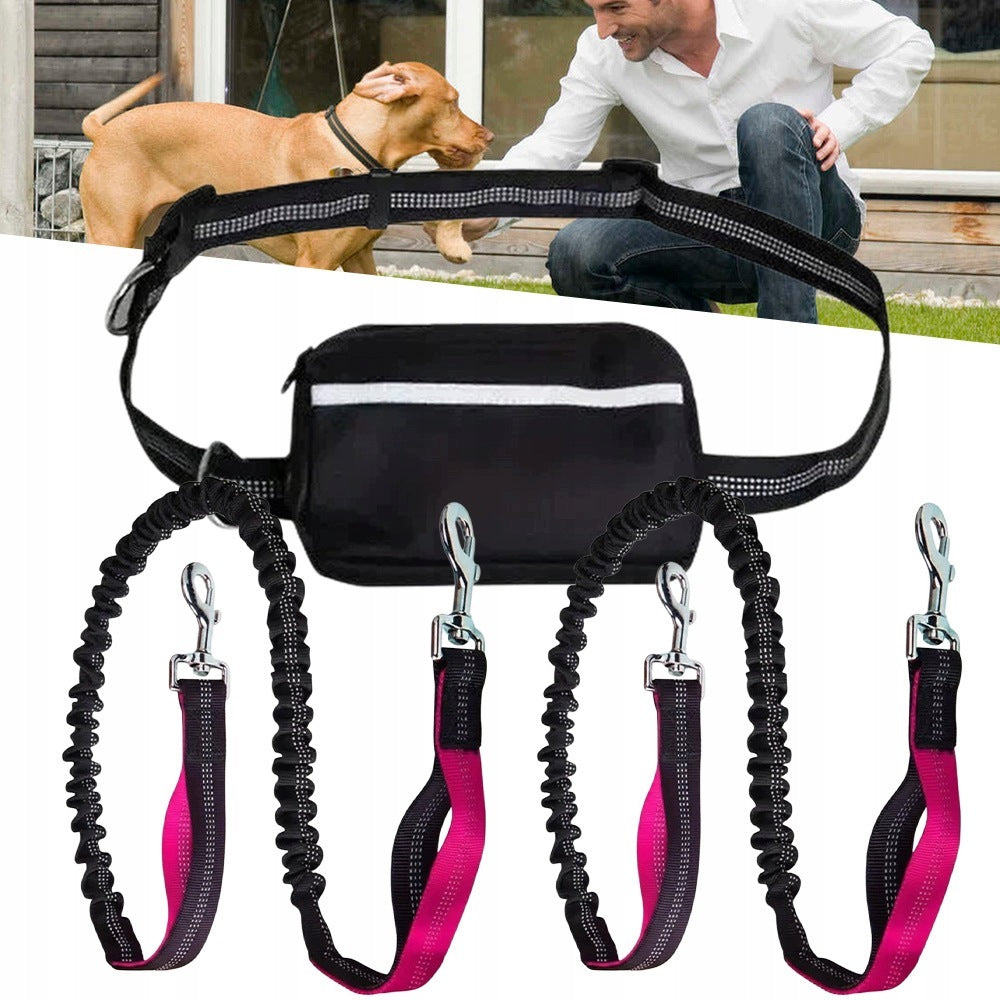 DOG RUNNING LEASH TOUCHLESS HIP BELT WITH ACCESSORIES