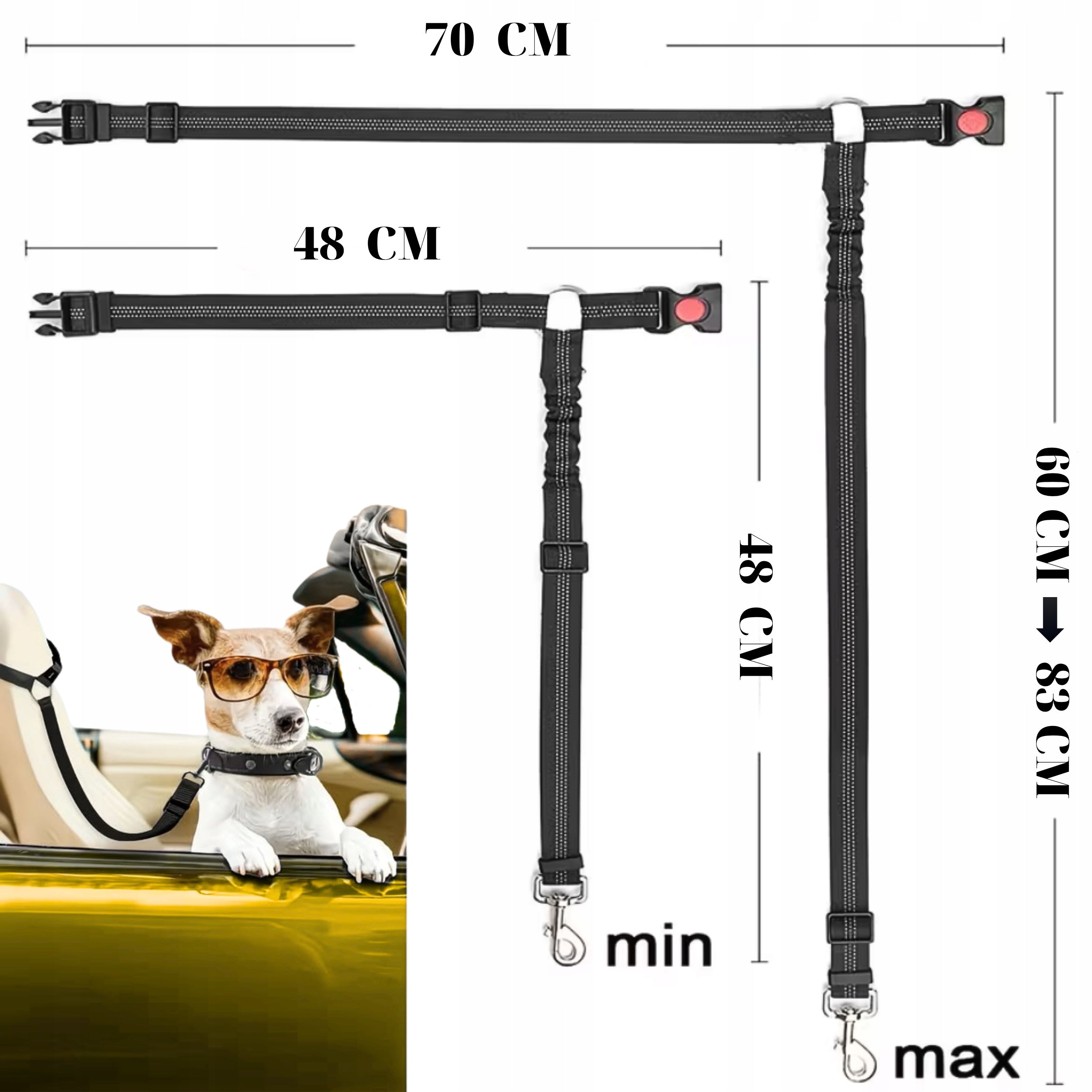 DOG SEAT BELT FOR CAR STRONG LANYARD FOR REFLECTIVE HEADREST Brand Your Stylish Hunter