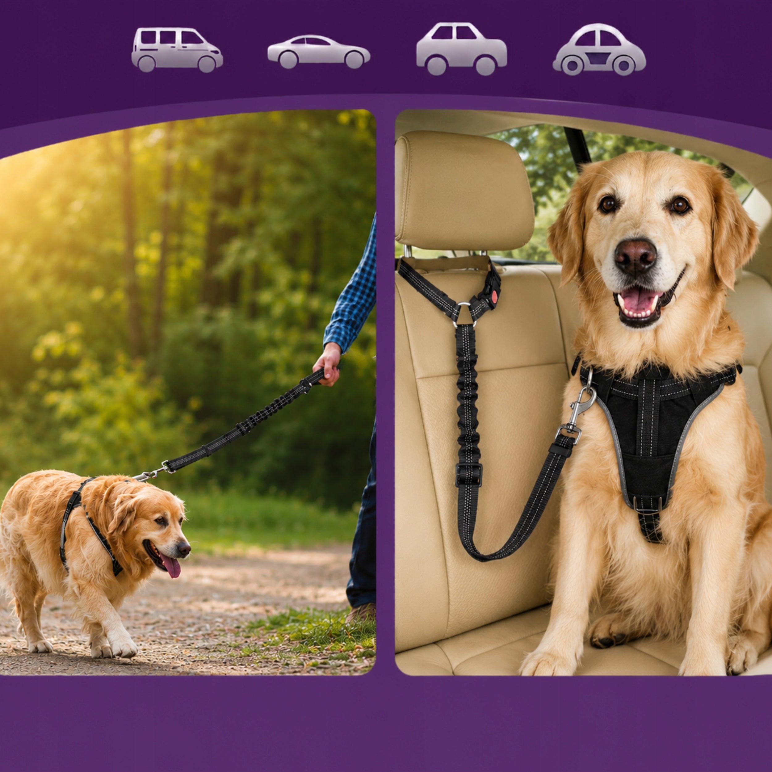 DOG SEAT BELT FOR CAR STRONG LANYARD FOR REFLECTIVE HEADREST Size multipurpose