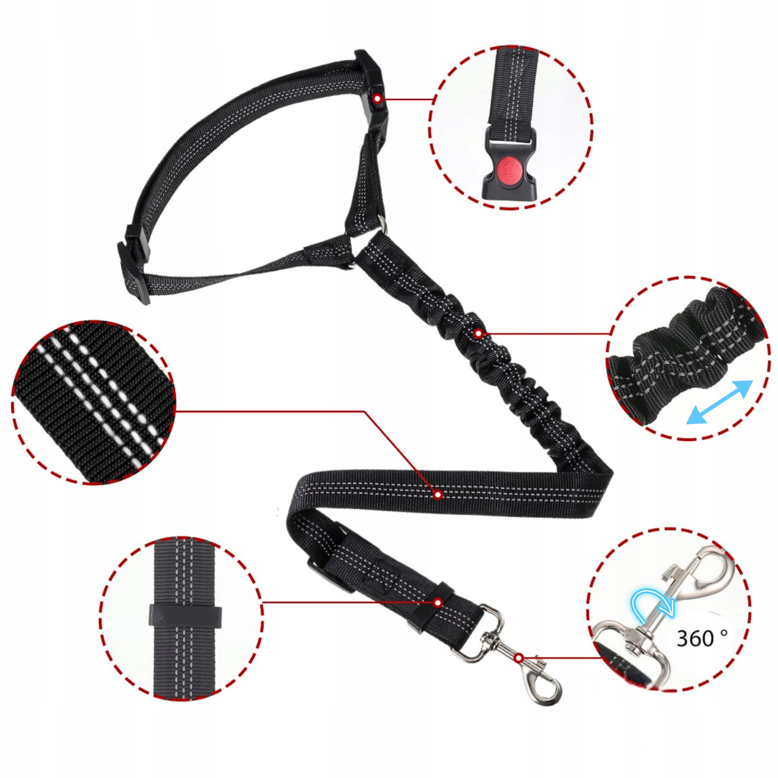 DOG SEAT BELT FOR CAR STRONG LANYARD FOR REFLECTIVE HEADREST Trade name PAS BEZPEICZEŃSTWA DO SAMOCHODU NA ZAGŁÓWEK MOCNA SMYCZ DO AUTA DLA PSA Z ODBLASKAMI