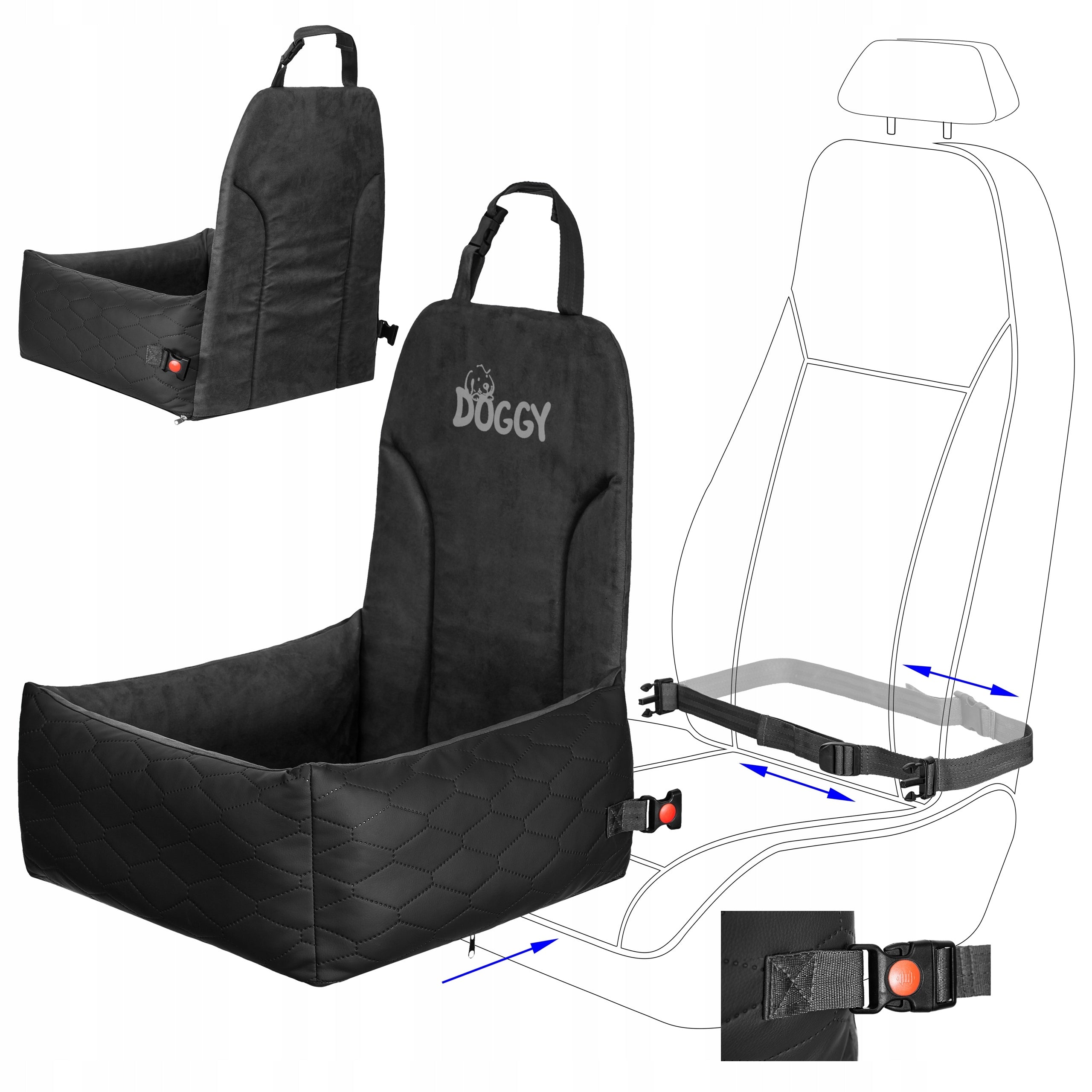 DOG SEAT - CAR TRANSPORTER FOR CAT DOG - Pull-down cover Size L