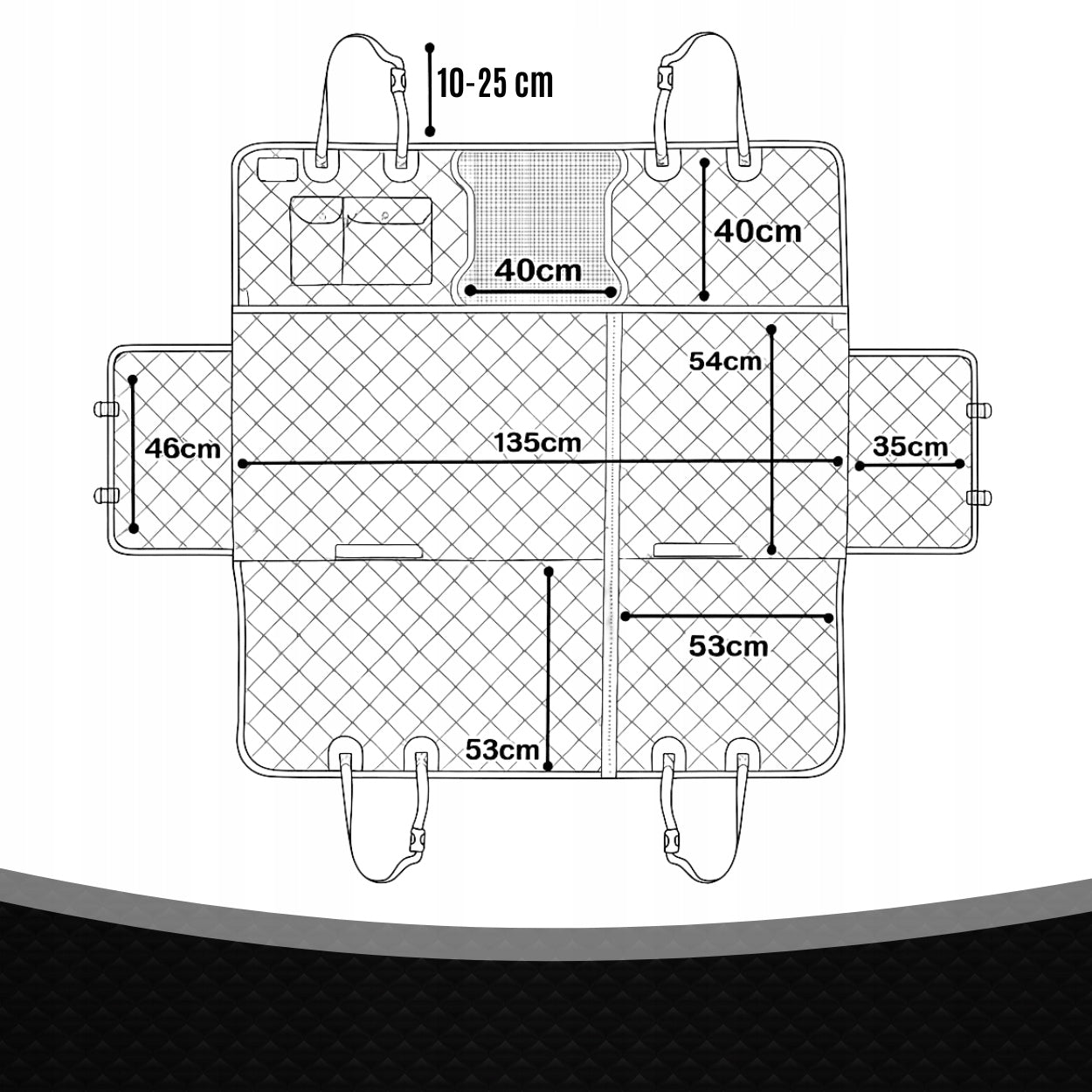 DOG SEAT COVER FOR CAR PREMIUM WATERPROOF STRONG Product height 35 cm