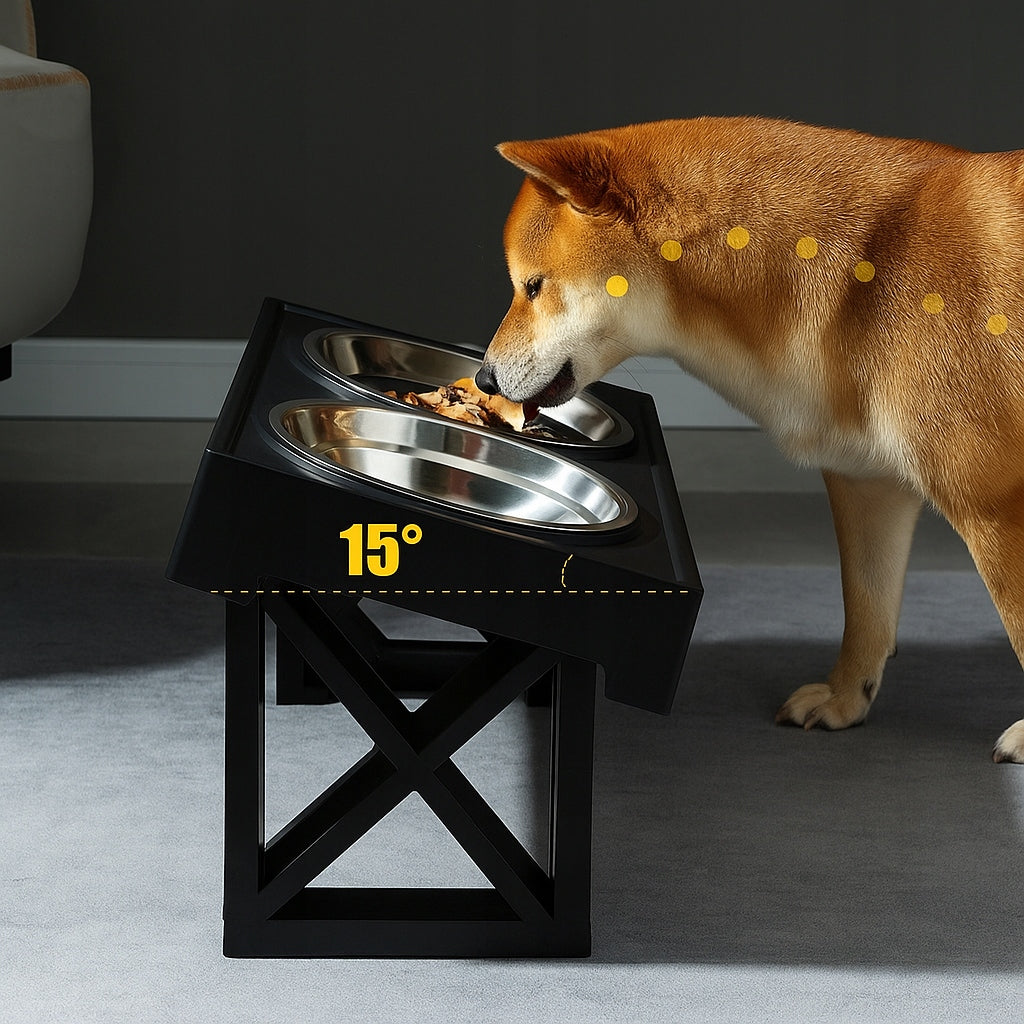 DOG STAND BOWL ADJUSTABLE DOUBLE METAL WATER BOWL STAND Brand Mensen