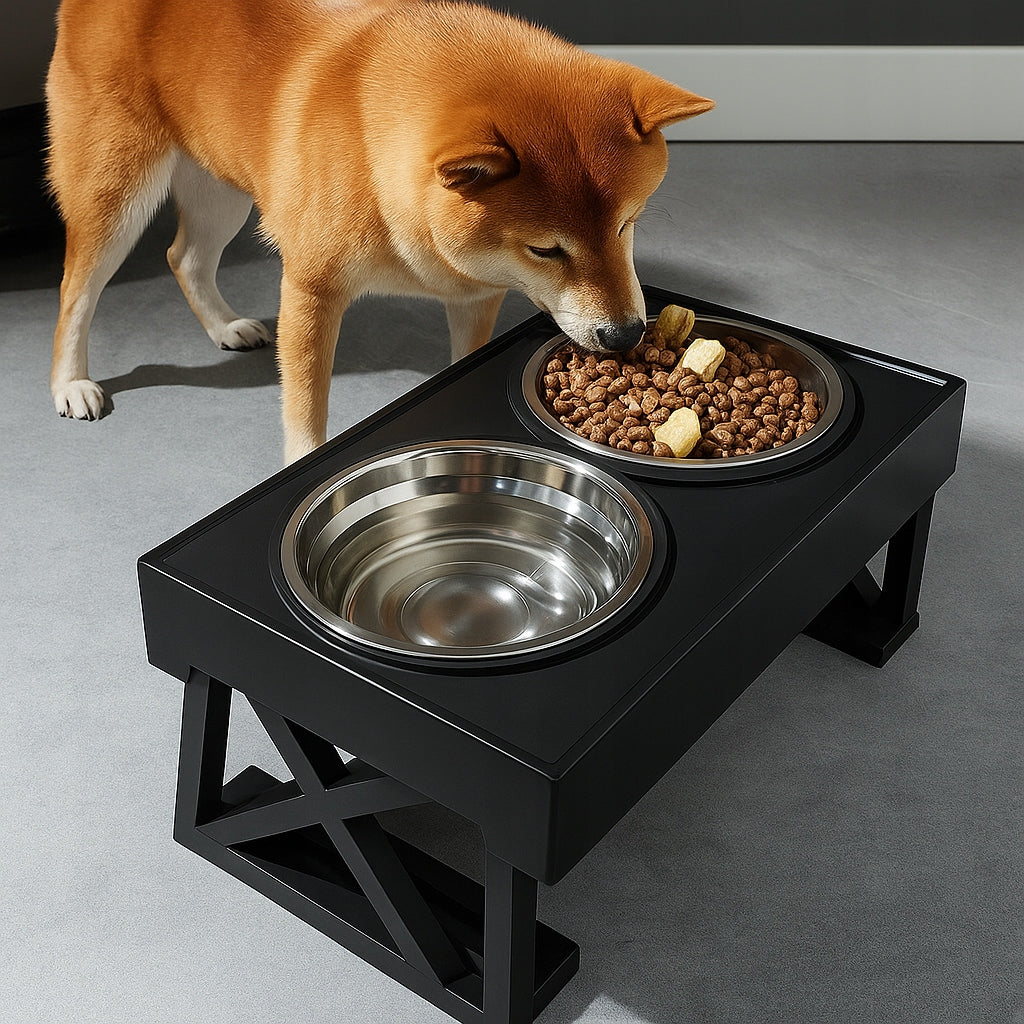 DOG STAND BOWL ADJUSTABLE DOUBLE METAL WATER BOWL STAND Capacity 1 l