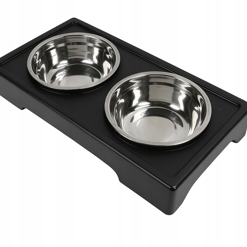 DOG STAND BOWL ADJUSTABLE DOUBLE METAL WATER BOWL STAND Color silver