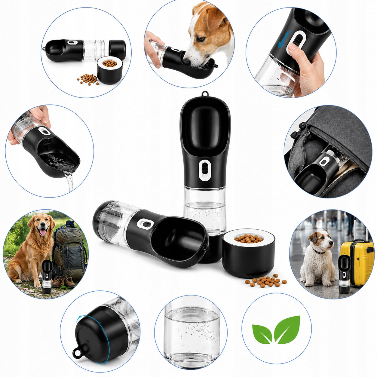 DOG WATER BOTTLE 3in1 DRINKER + BOWL + FOOD CONTAINER Manufacturer code BUTELKA DLA PSA KOTA BIDON