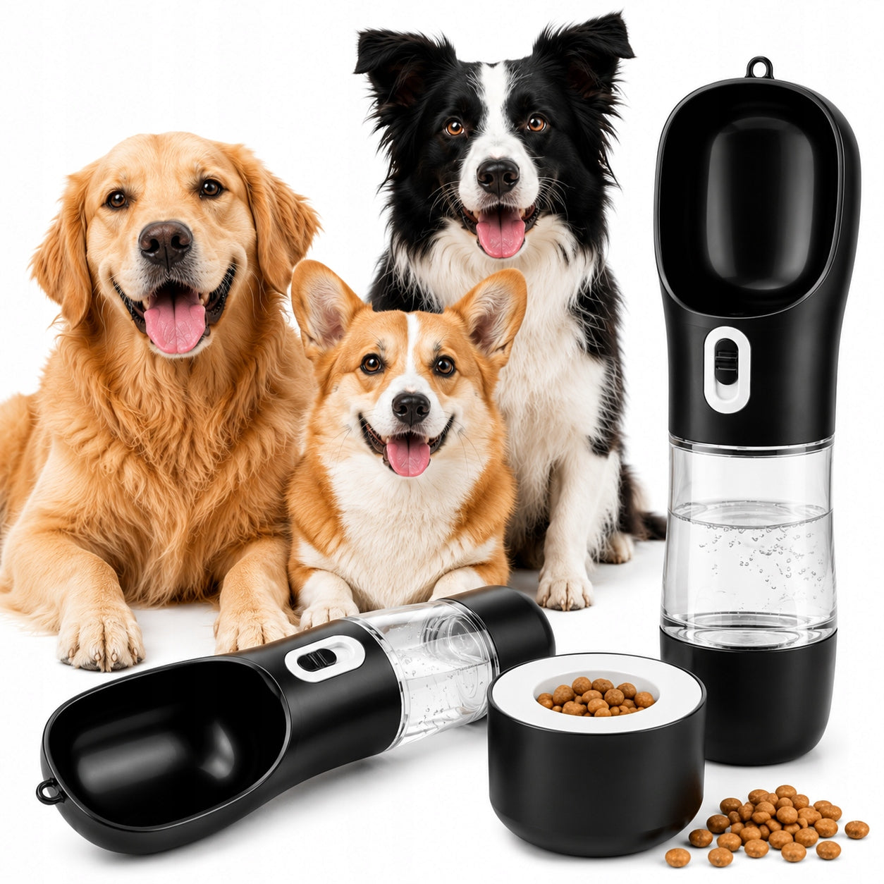 DOG WATER BOTTLE 3in1 DRINKER + BOWL + FOOD CONTAINER