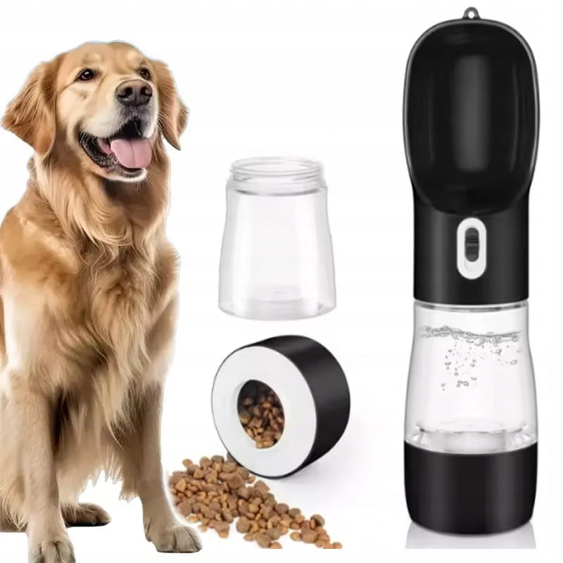 DOG WATER BOTTLE DRINKER TRAVEL BOWL WATER BOTTLE FOOD 3in1 Material made from a synthetic material