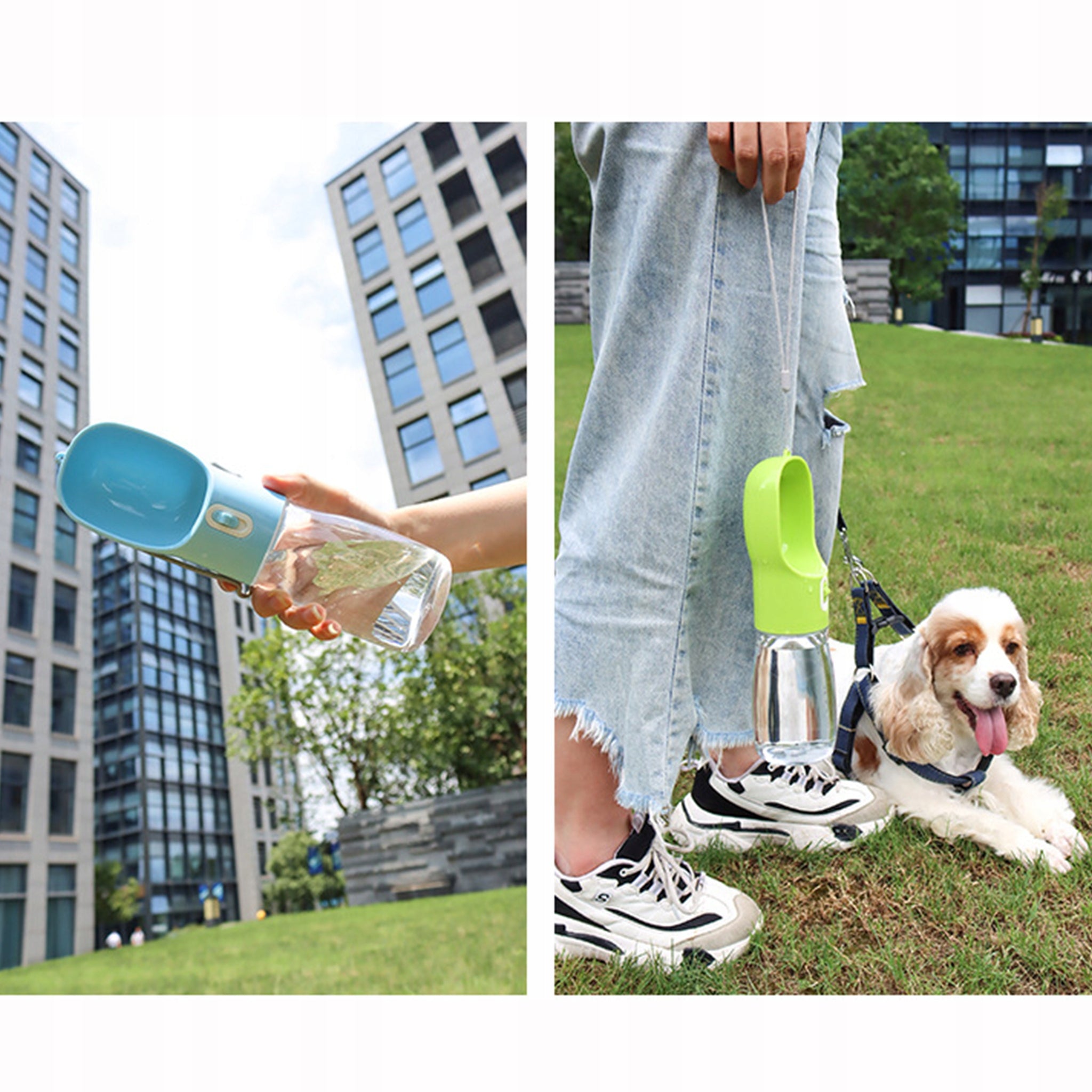 DOG WATER BOTTLE TOURIST DRINKER WATER BOTTLE TRAVEL BOWL 550ml ROSES Trade name RÓŻOWA BUTELKA PODRÓŻNA DLA PSA HOMEY