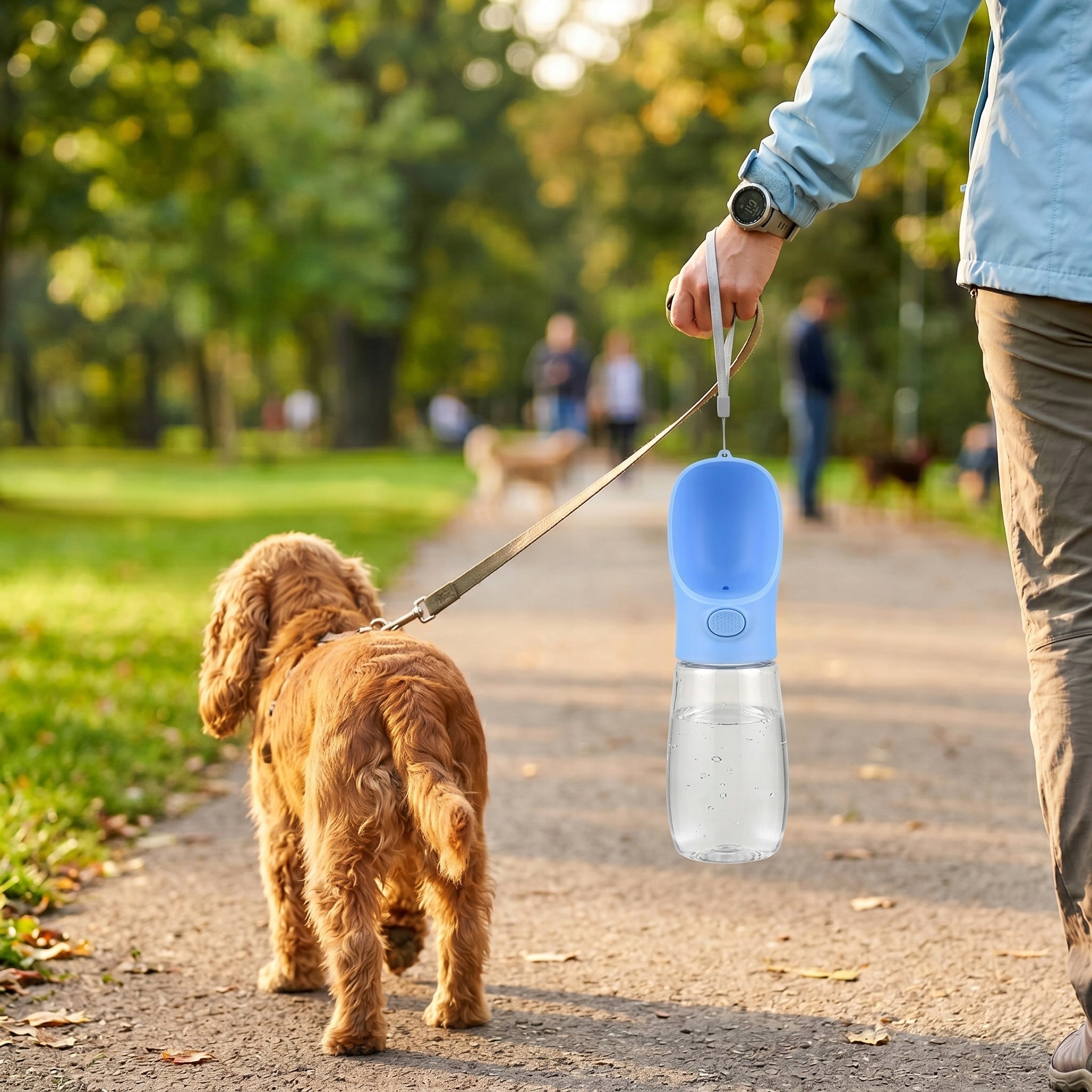 DOG WATER BOTTLE WITH BOWL TRAVEL PORTABLE DRINKER 350ml Trade name Butelka na wodę dla psów i kotów z miską podróżne poidełko turystyczne silikonowe na spacer 0.35L