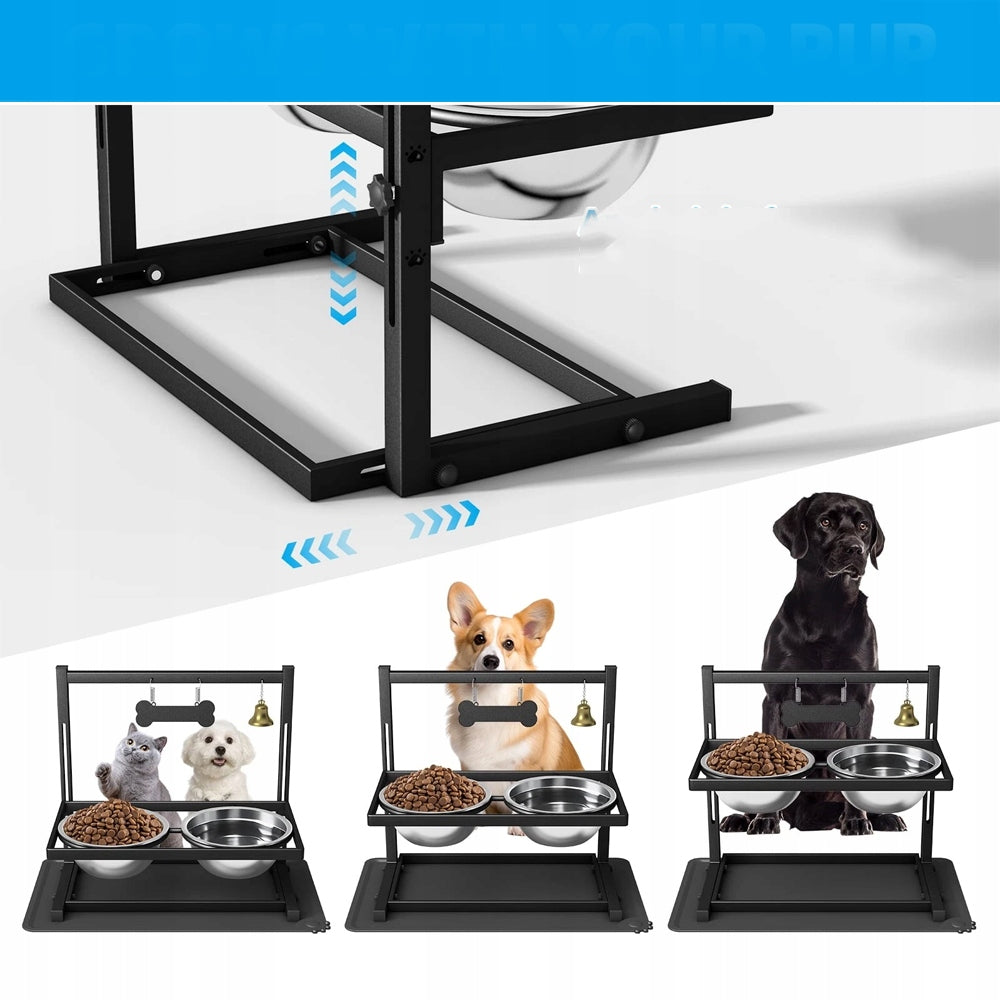 DOG WATER BOWL SET AND DOG FOOD BOWLS, ELEVATED BOWL Device type set of two bowls