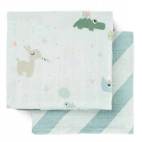 DONE BY DEER Organic Cotton Diapers 65x65cm Celebration Blue