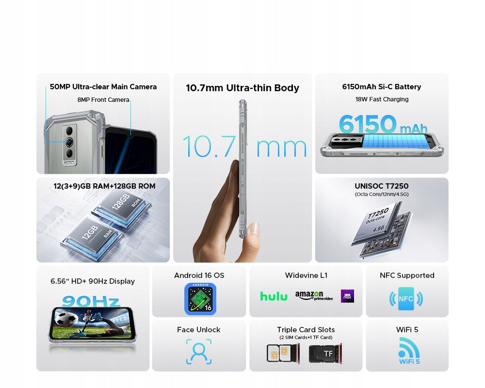 DOOGEE Blade10Pro-E Telefon Pancerny IP68 4G LTE Dual SIM 12+128GB GPS/90HZ Headphones included no