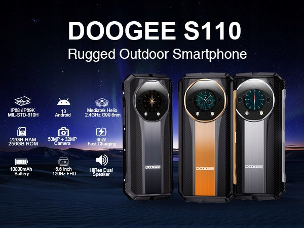 DOOGEE S110 Smartfon 22/256GB NFC PANCERNY TELEFON 66W 4G IP68 IP69K 120Hz Manufacturer code S110-Gold