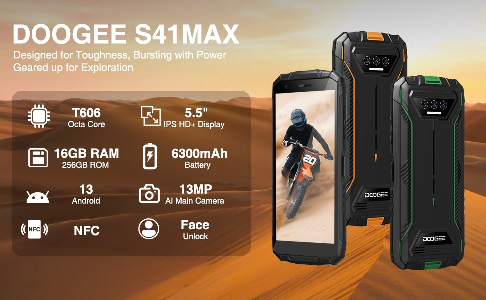 DOOGEE S41Max Smartfon Pancerny IP68 IP69K 4G LTE Dual SIM 6+256GB 6300mAh Charger included yes