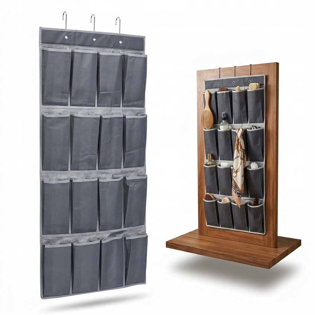 DOOR HANGING ORGANIZER grey 45x110cm 16 compartments for small items