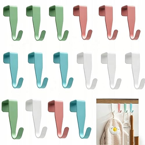 DOOR HOOKS COLORFUL METAL DRESSING ROOM HANGERS SET OF 12