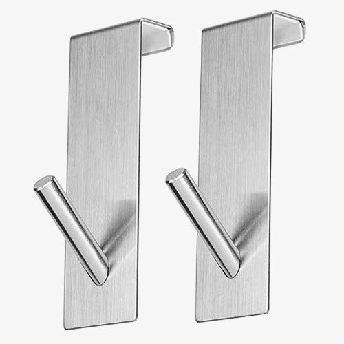 DOOR HOOKS STAINLESS STEEL HANGER CLOTHES TOWELS 2 PCS STEEL