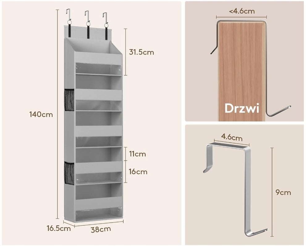 DOOR ORGANIZER HANGING FOR BATHROOM CLOSET TOYS POCKETS BASKET 5 SHELVES Manufacturer code ORGANIZER NA DRZWI 5 PÓŁEK