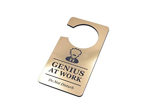 DOOR SIGN GENIUS AT WORK DO NOT DISTURB GOLDEN GIFT FOR HOME Brand no brand