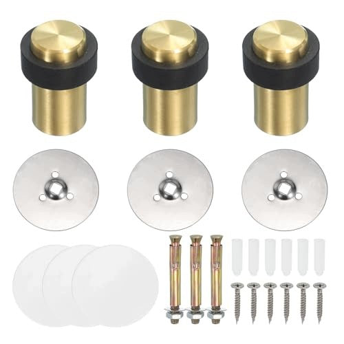 DOOR STOP METAL STEEL FOR FLOOR SET OF 3 PIECES 60MM Brand no brand