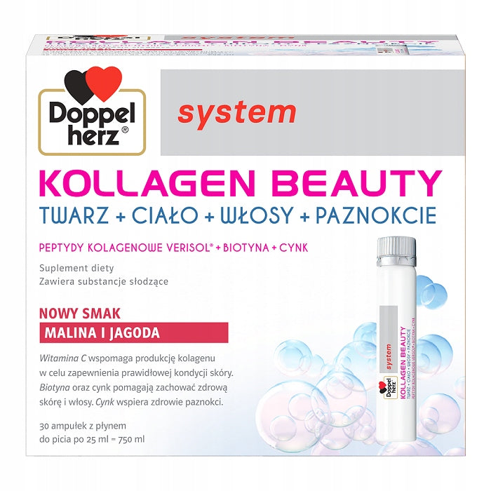 DOPPELHERZ KOLLAGEN BEAUTY TASTE RASPBERRY AND BLUEBERRY 1 AMPOULE Manufacturer code 4009932575323