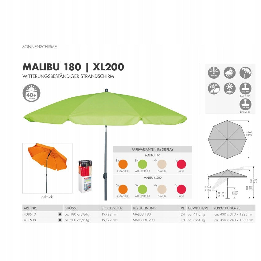 DOPPLER Malibu 200 UV balcony beach UMBRELLA EAN (GTIN) 9003034204773