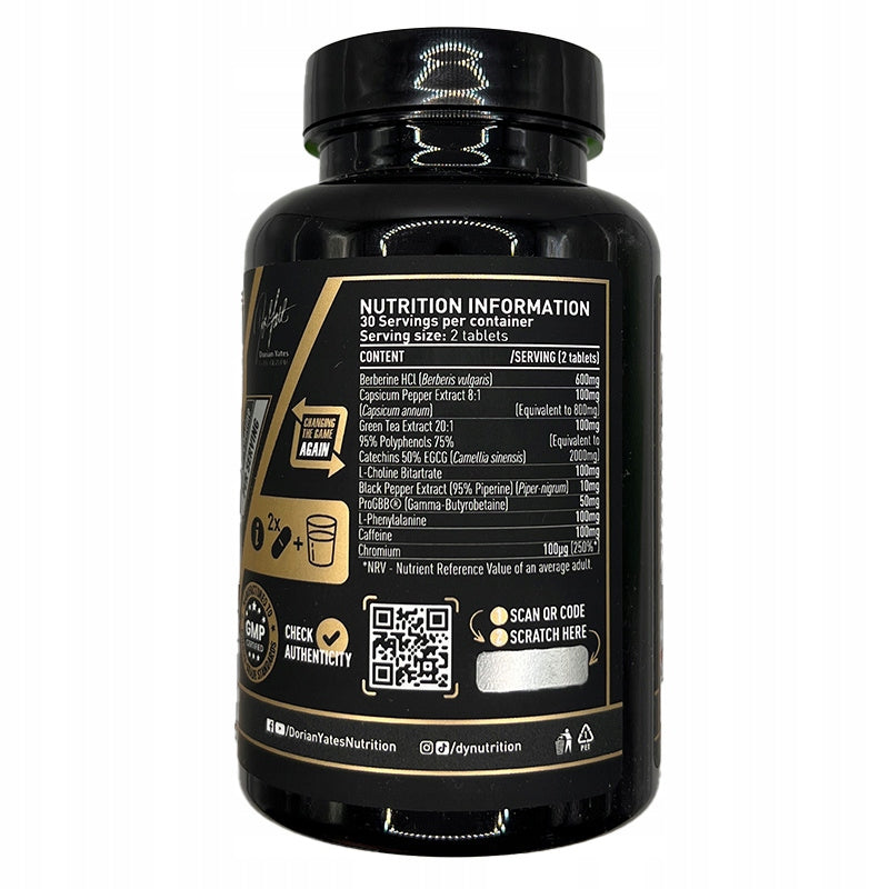 DORIAN YATES BLACKBOMBS SHADOWLINE FAT BURNER SLIMMING 60 tablets Expiration date not specified