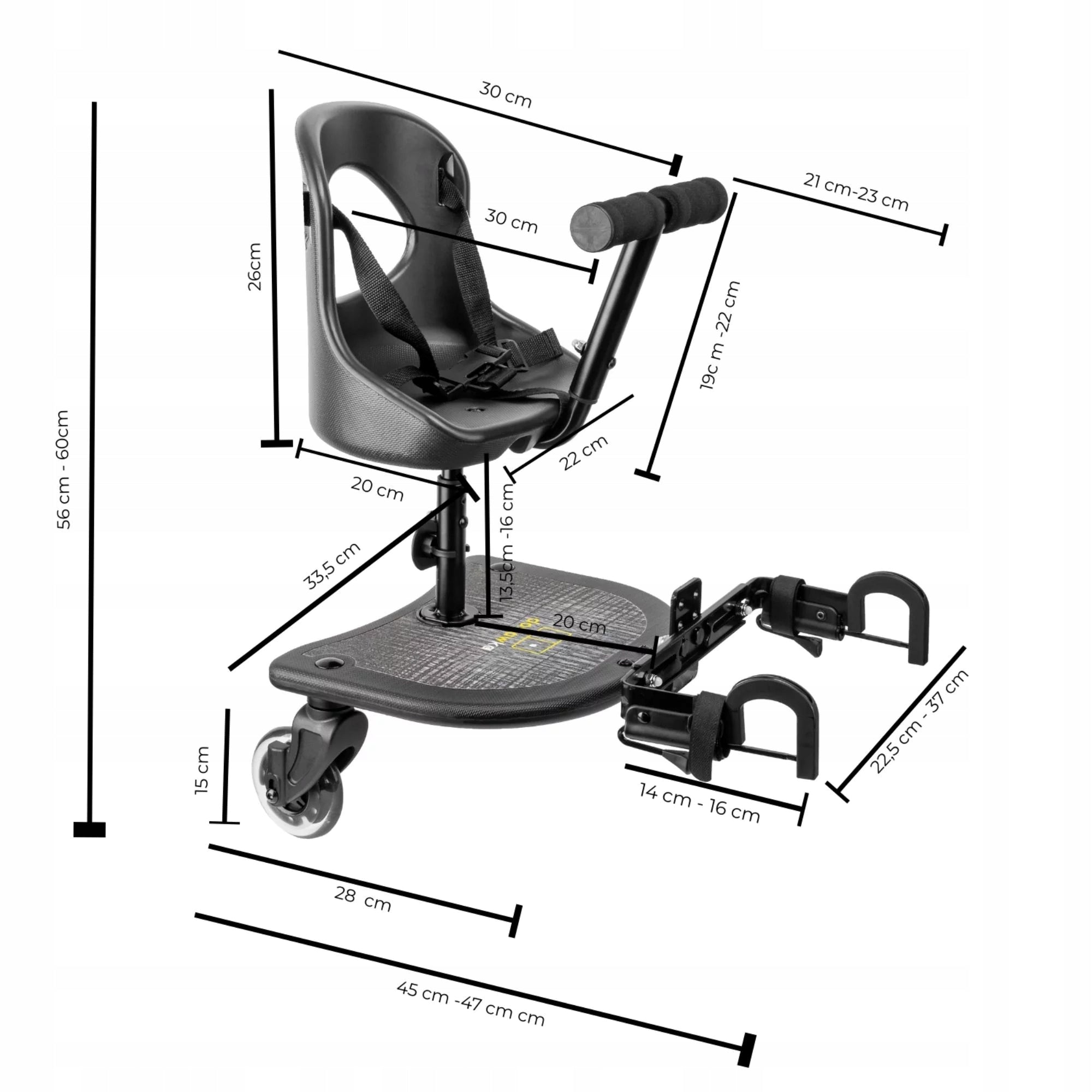 DOSTAWKA FOR STROLLER X RIDER - SEAT WITH BELTS + PLATFORM GLOWING LED WHEELS Manufacturer code XR