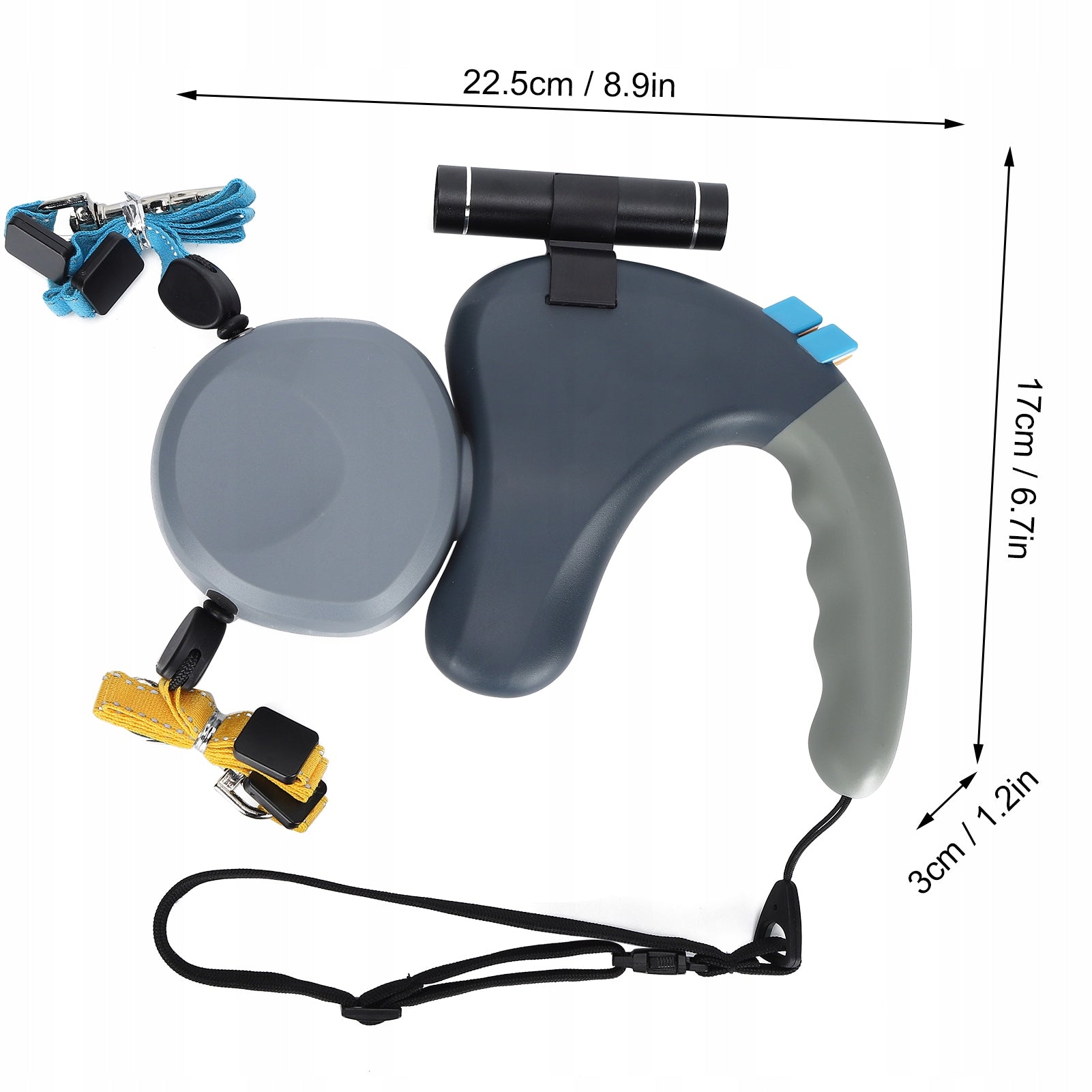 DOUBLE AUTOMATIC LEASH FOR TWO DOGS 3METERS Maximum leash length 3 m