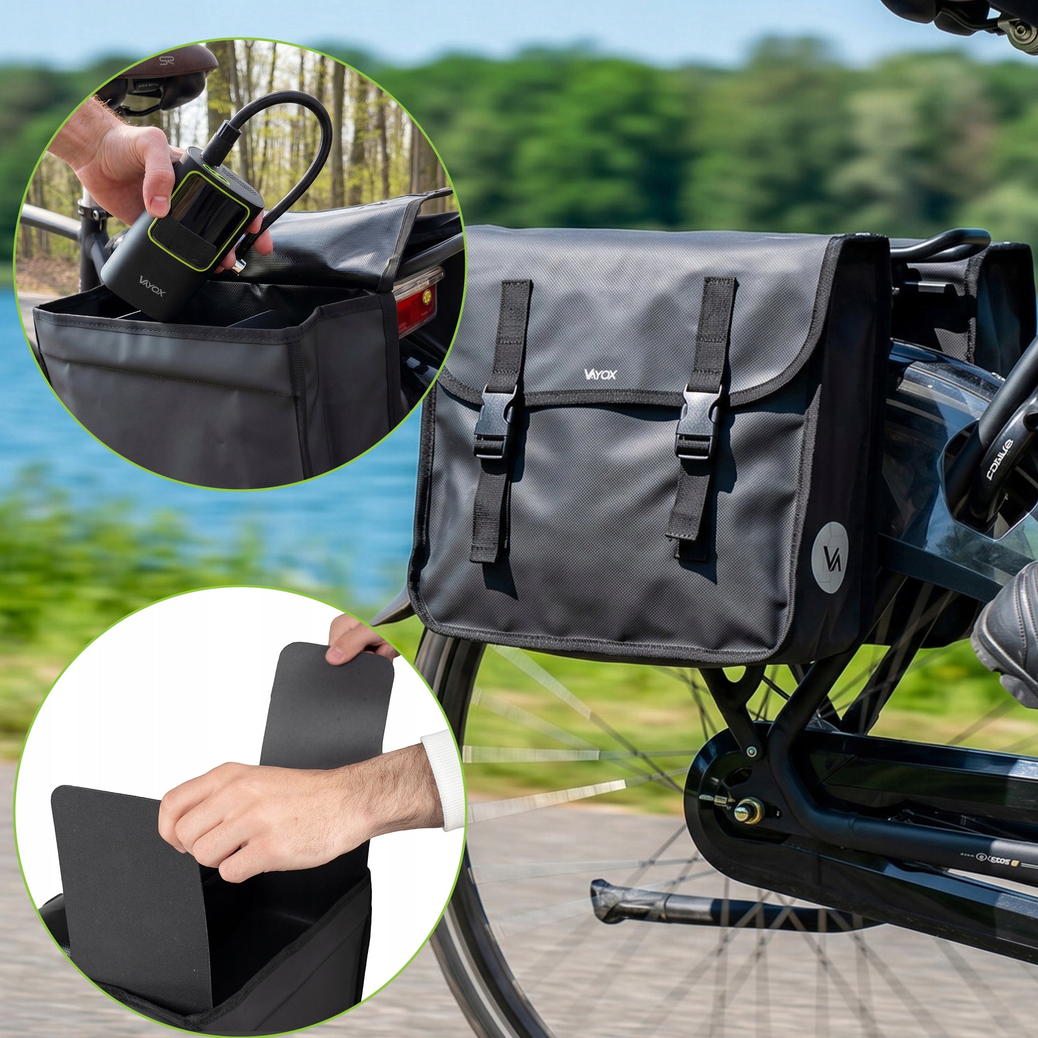 DOUBLE BICYCLE POUCH FOR REAR RACK CAPACIOUS WATERPROOF 29L VAYOX Brand Vayox