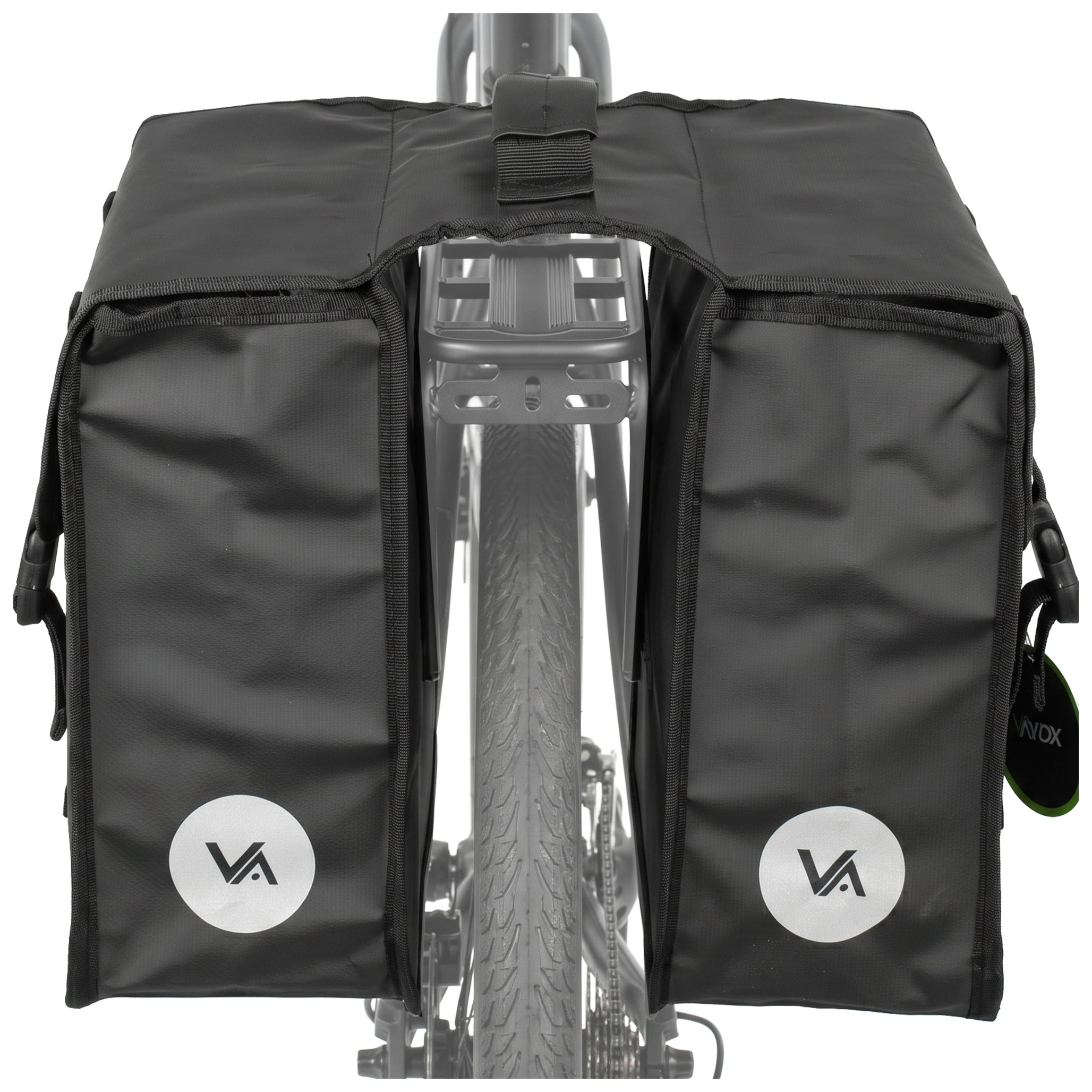 DOUBLE BICYCLE POUCH FOR REAR RACK CAPACIOUS WATERPROOF 29L VAYOX Manufacturer code SAKWA ROWEROWA POWÓDJNA VAYOX 29L NA BAGAŻNIK