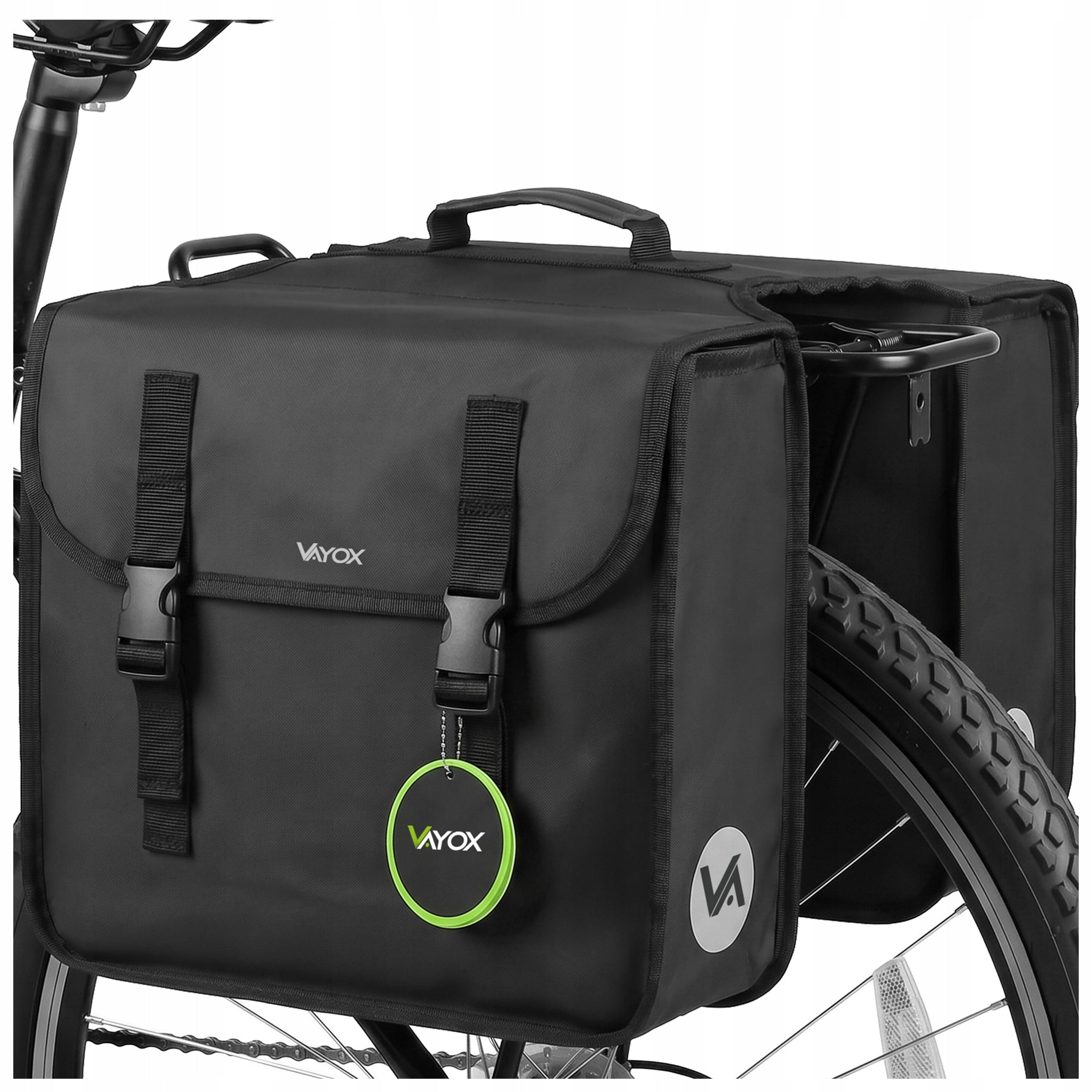 DOUBLE BICYCLE POUCH FOR REAR RACK CAPACIOUS WATERPROOF 29L VAYOX