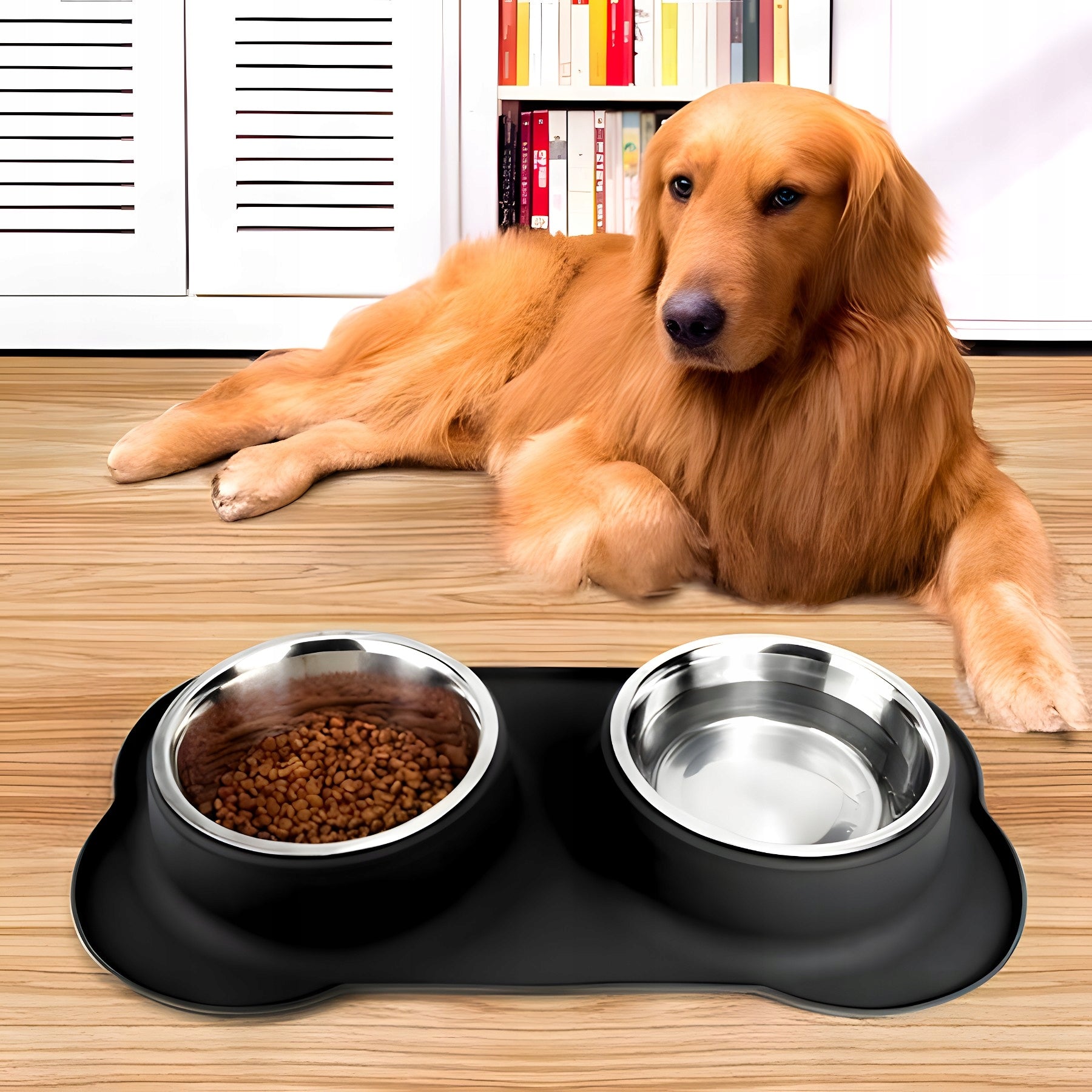 DOUBLE BOWL 400 ml FOR CAT DOG + NON-SLIP BOWL STAND Capacity 0.4 l