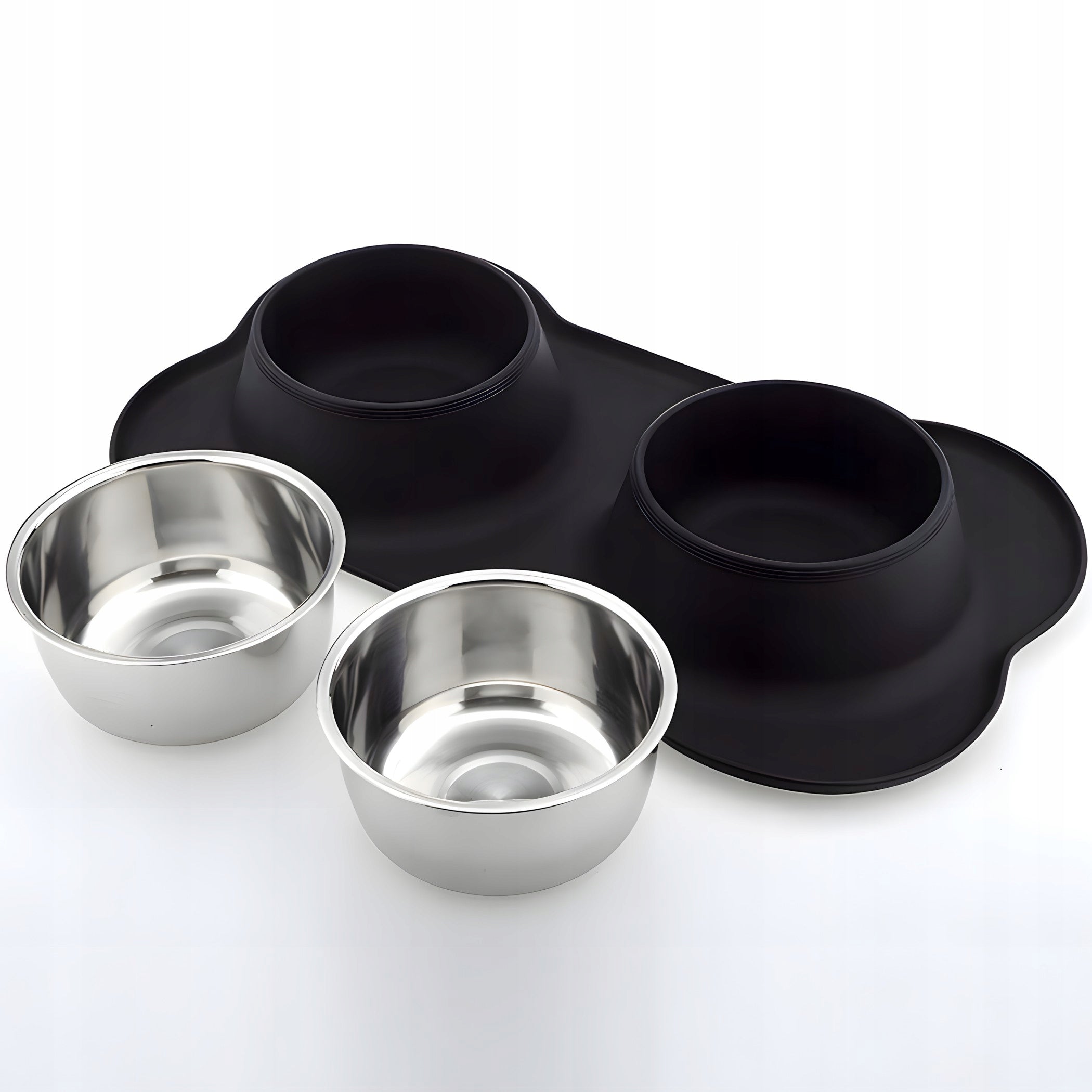 DOUBLE BOWL 400 ml FOR CAT DOG + NON-SLIP BOWL STAND Manufacturer code SR326