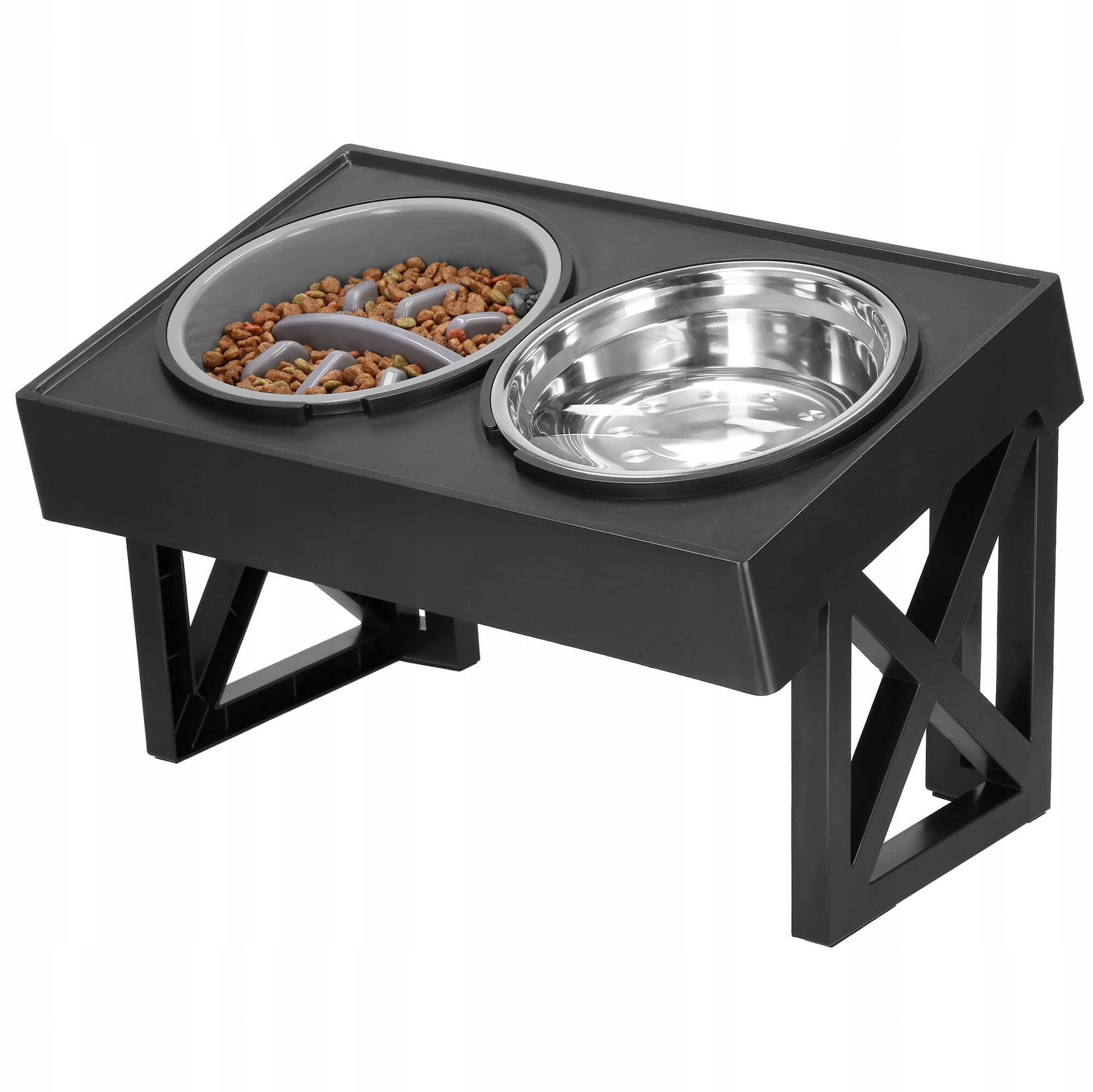 DOUBLE BOWL x2 FOR DOG ADJUSTABLE HEIGHT SLOW STAND Brand Springos
