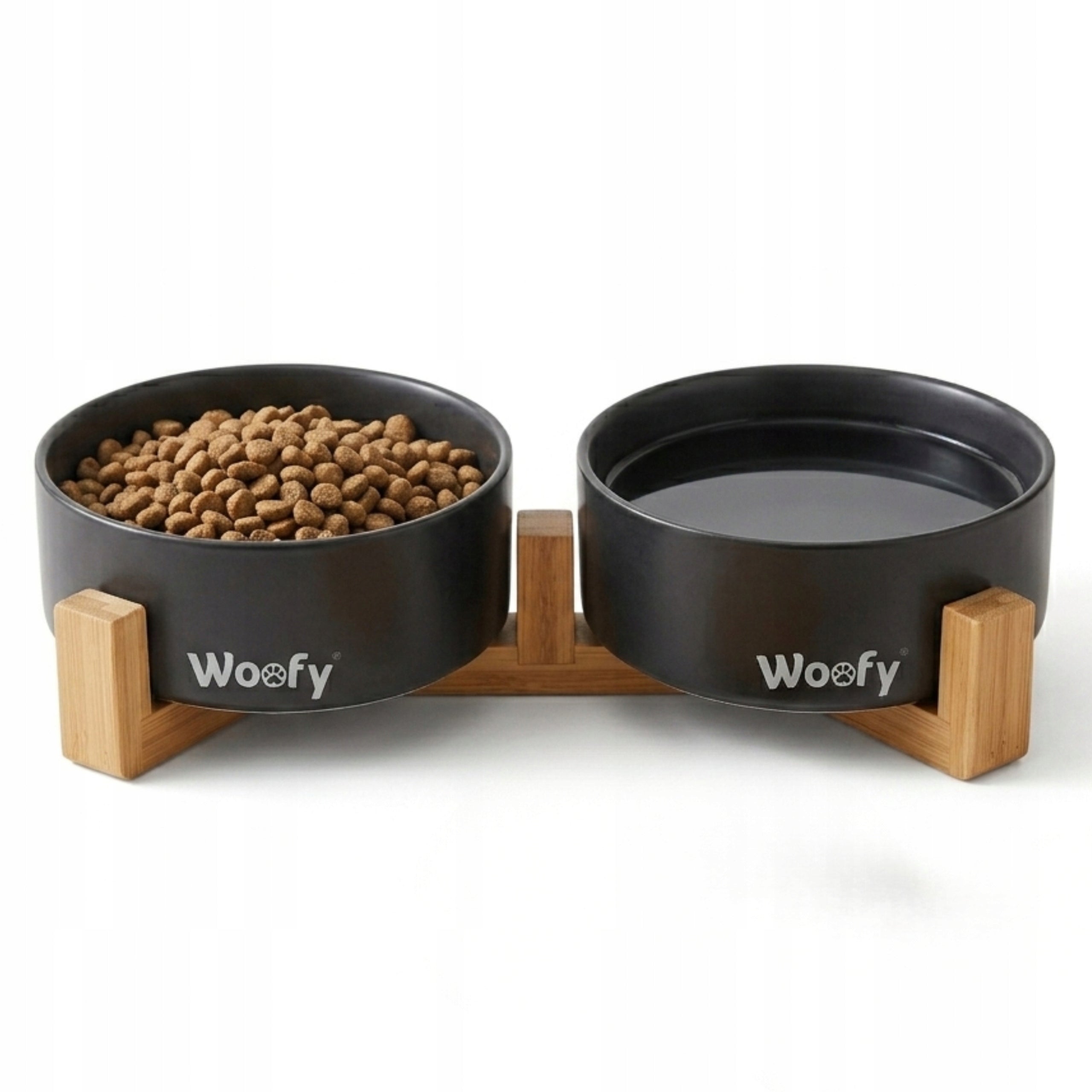 DOUBLE CERAMIC BOWL ON A DOG STAND CAT BOWLS WOOFY 2x 400ml Device type set of two bowls