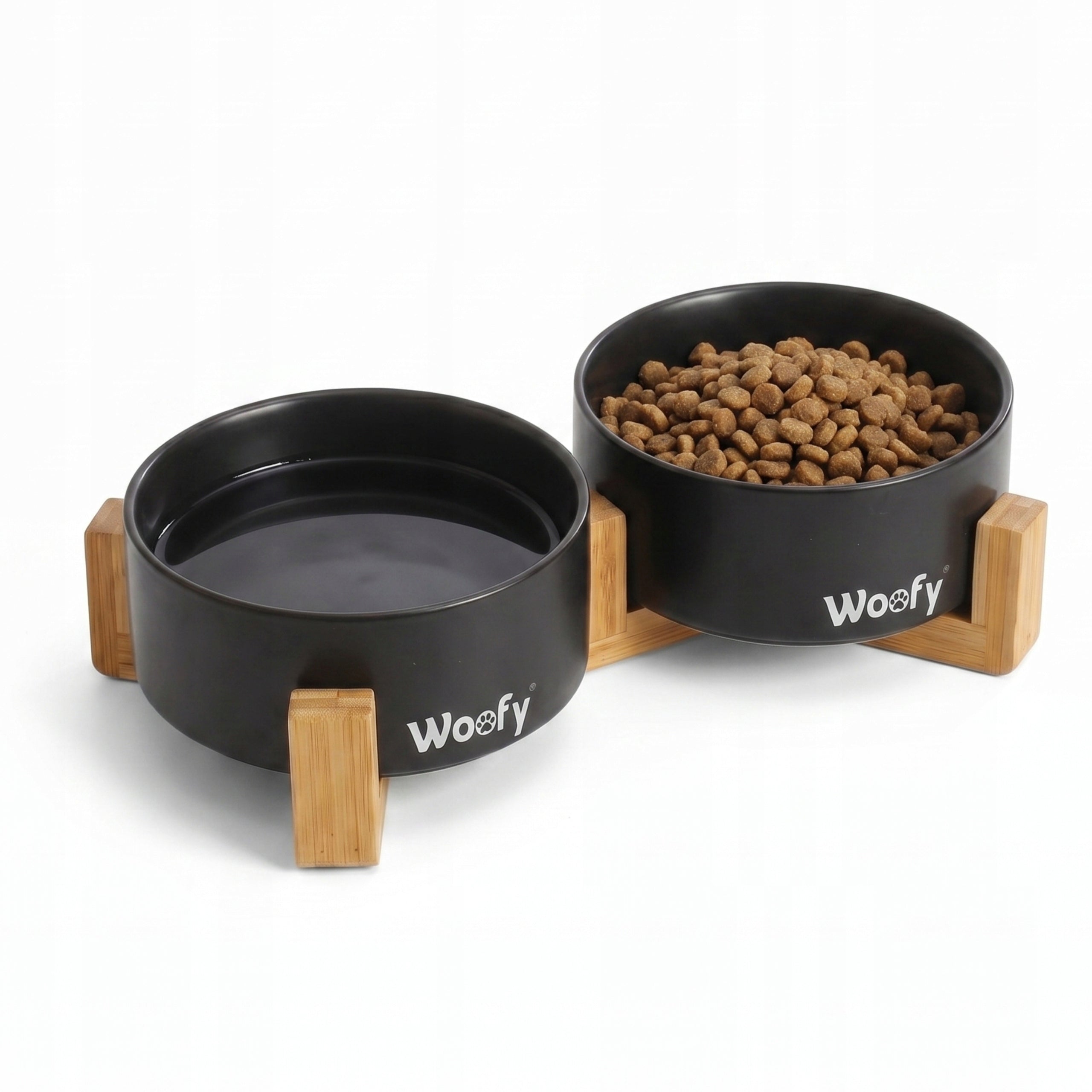 DOUBLE CERAMIC BOWL ON A DOG STAND CAT BOWLS WOOFY 2x 400ml Manufacturer code E0007 Woofy