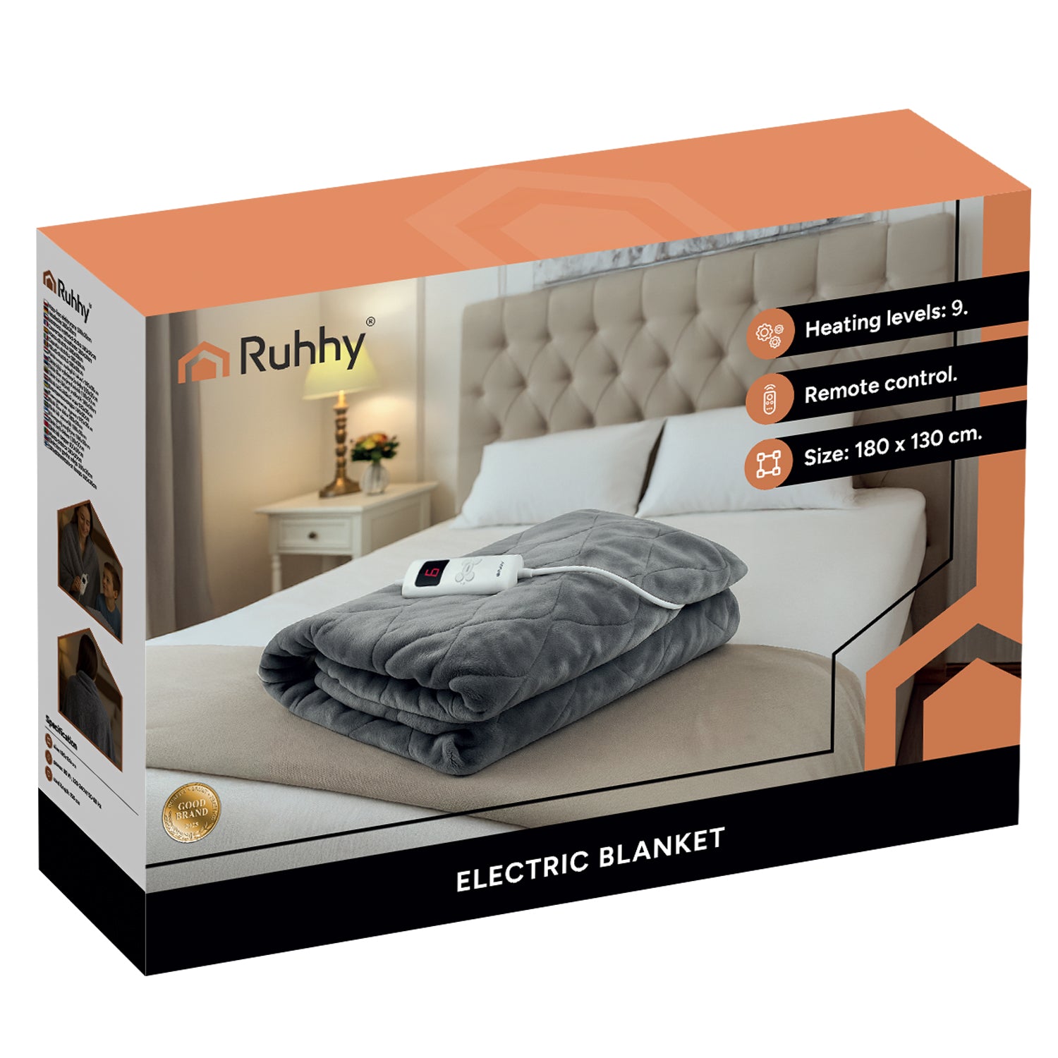 DOUBLE ELECTRIC BLANKET SOFT HEATING MAT 9 MODES REMOTE CONTROL 180 X 130 CM