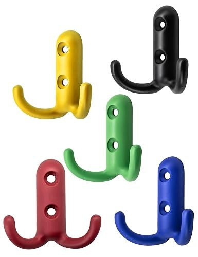 DOUBLE IRON COLORED WALL HOOKS FOR KIDS ROOM SET OF 5 Brand no brand