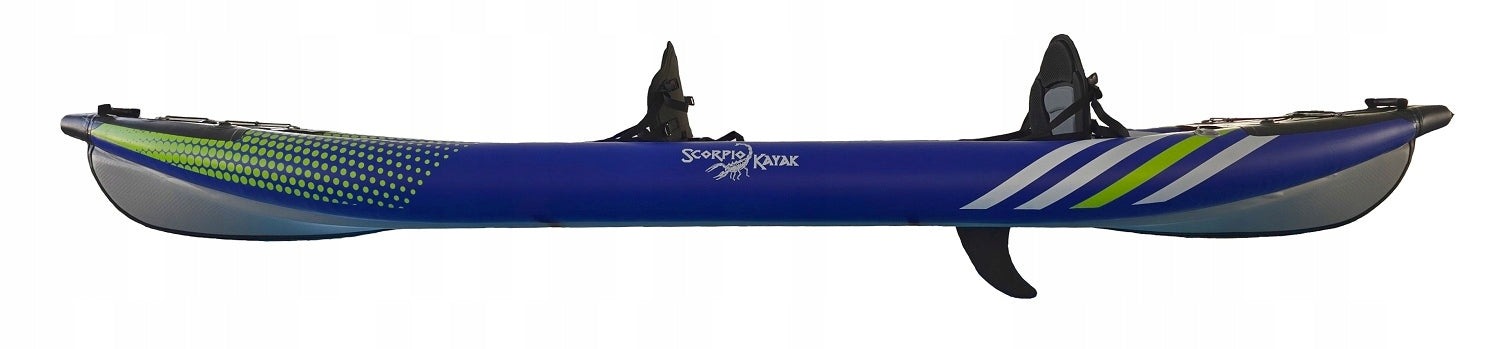 DOUBLE KAYAK PUMPED TOURIST STABLE HYBRID II SET OF TWO Model HYBRID II SOFT KEEL BLUE/LIME