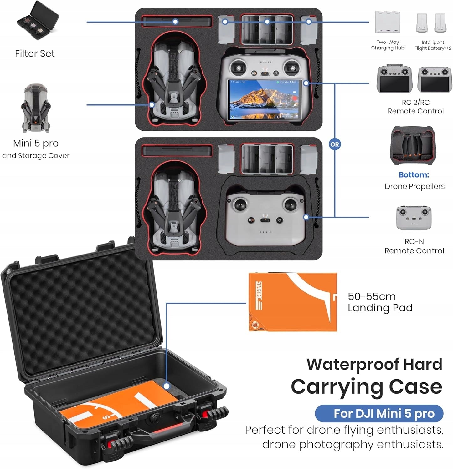 DOUBLE LAYER CASE FOR MINI 5 PRO WATERPROOF IP67 DRONE WITH STRAP Brand STARTRC