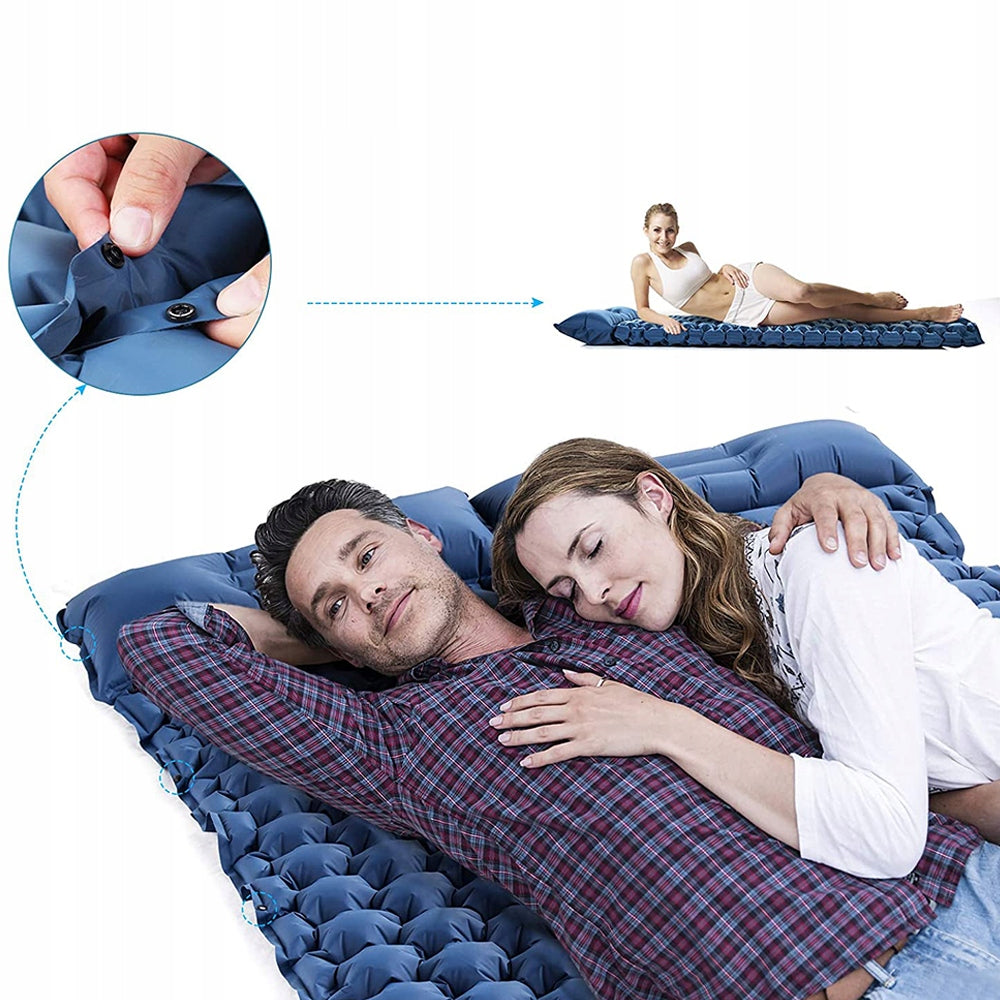 DOUBLE MATTRESS AUTOMATIC INFLATABLE NAVY BLUE 200*120CM WATERPROOF Manufacturer code Nadmuchiwana podkładka pod stopy